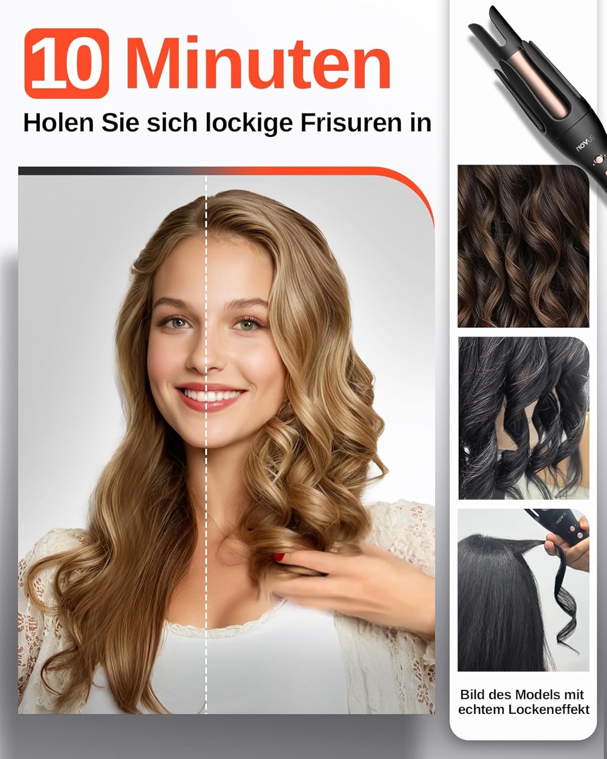 Fer à friser automatique : l'outil parfait pour les cheveux longs avec 3 réglages de température et sécurité anti-brûlure – Image 2