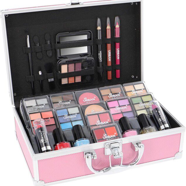 Végétalien : trousse de maquillage rose vif pour adolescentes et femmes avec 82 pièces indispensables