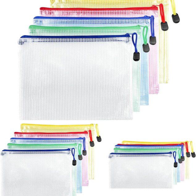 Pochette document zippée A4, A5, A6 : l'organisation parfaite pour les professionnels Rangement élégant et étanche de vos documents avec 15 pièces colorées en PVC mesh