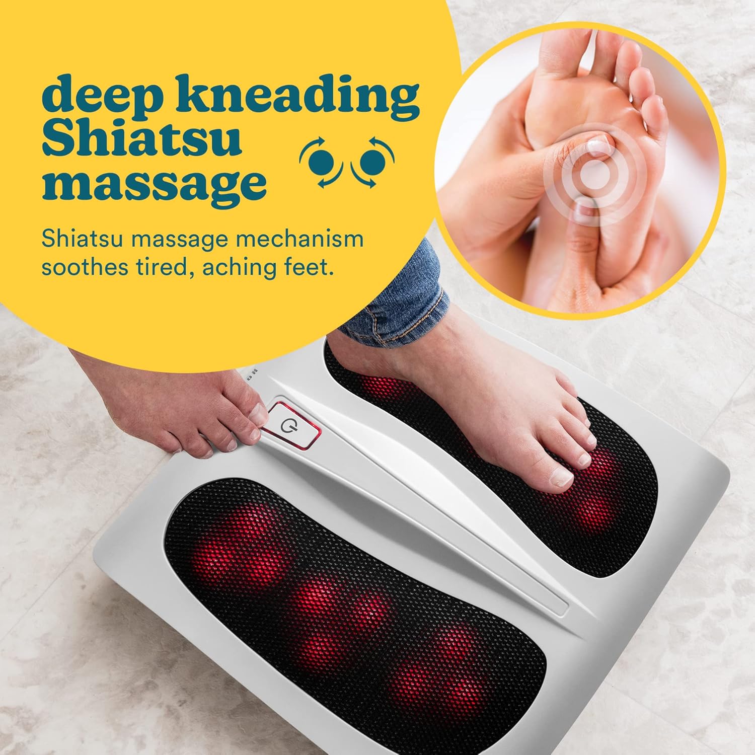 Massage des pieds électrique chauffant : appareil Shiatsu pour une relaxation optimale des voûtes plantaires – Image 3