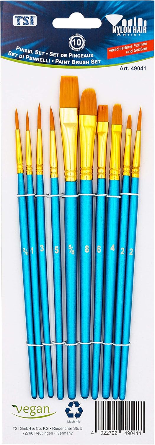 Set de pinceaux en nylon : pour les artistes passionnés, un lot de 10 pour des créations précises et élégantes
