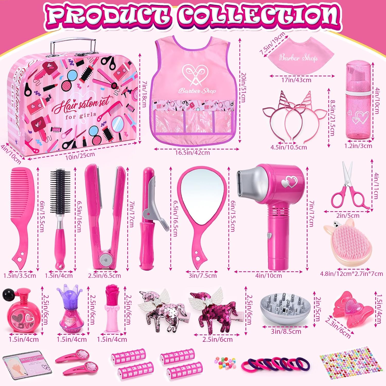 Set coiffure enfant fille : jouet créatif avec sèche-cheveux et accessoires pour une expérience de coiffeuse inoubliable – Image 2