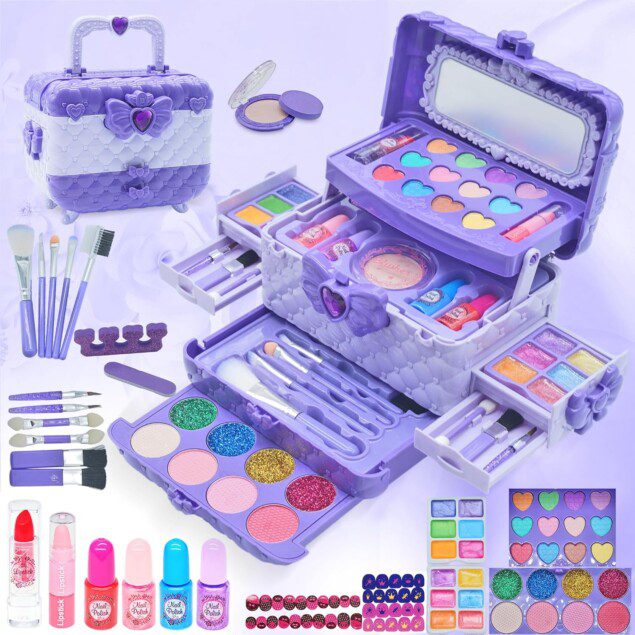 Maquillage enfant : kit de maquillage non toxique pour filles dès 3 ans, lavable et idéal comme cadeau de Noël ou d'anniversaire