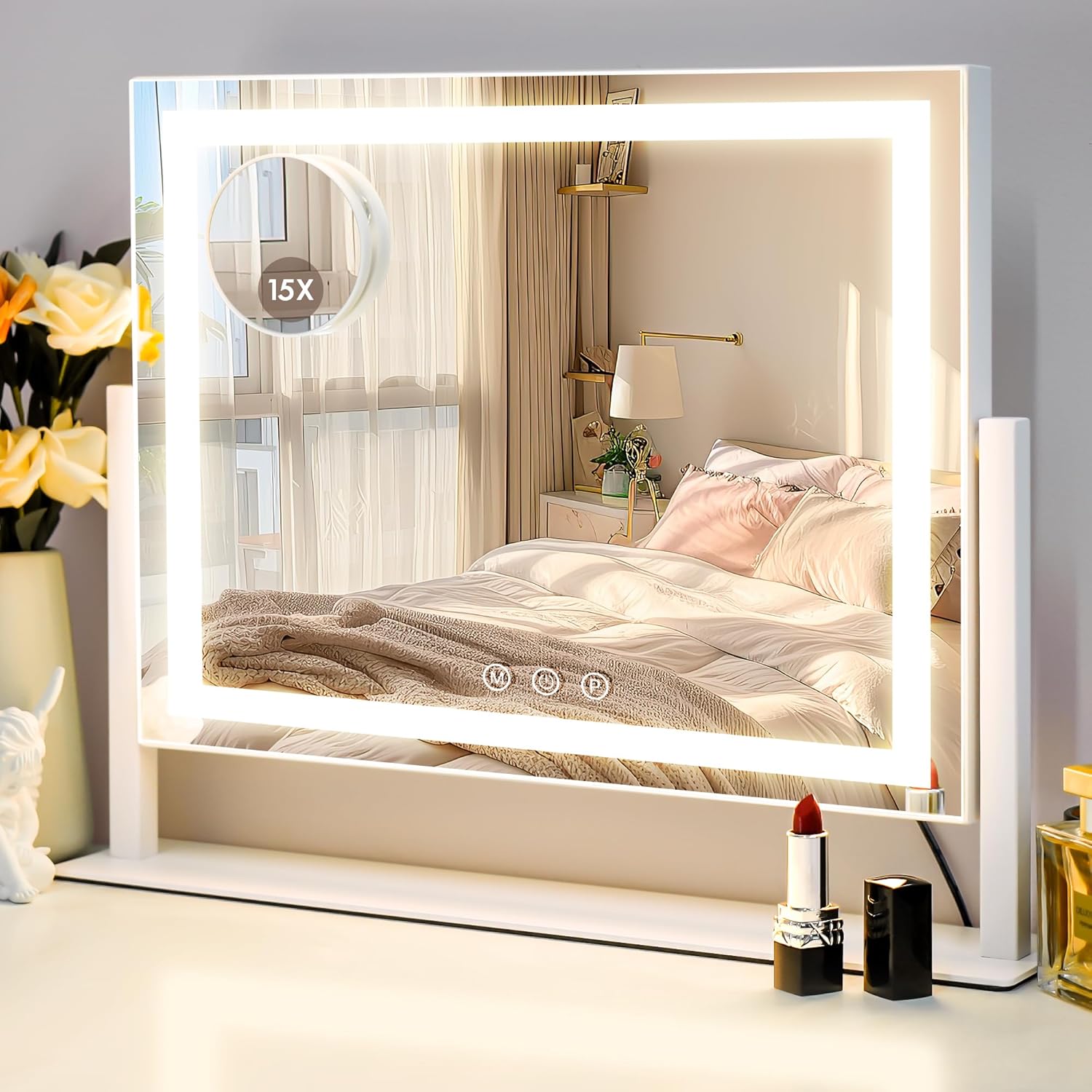 Miroir de courtoisie lumineux pour un maquillage parfait : luxe et élégance au quotidien