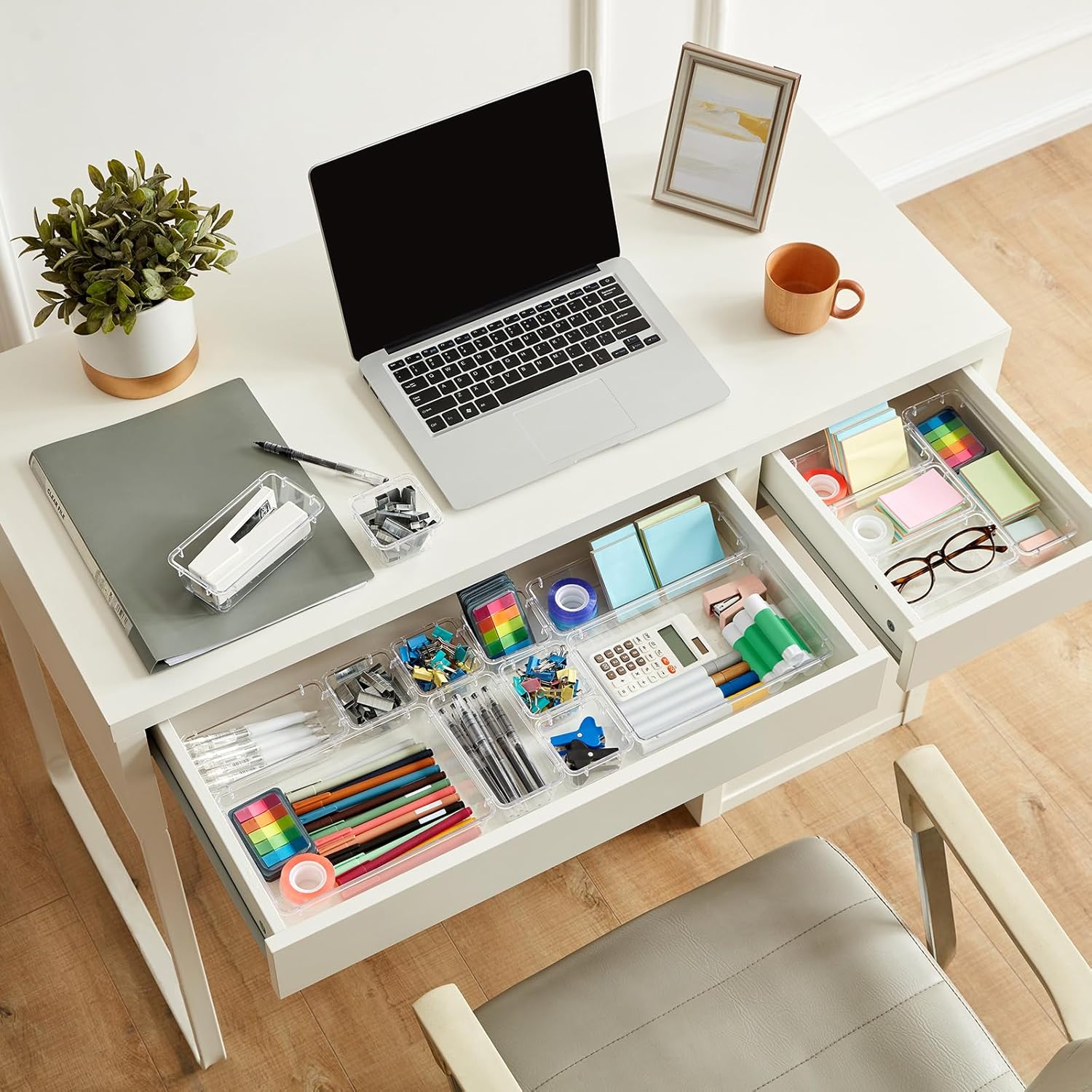 Organisateurs de tiroirs transparents : le rangement idéal pour papeterie, maquillage et bijoux Pratiques et élégants, ces diviseurs de tiroir pour la cuisine, la chambre, la salle de bain et le bureau simplifient votre quotidien – Image 6