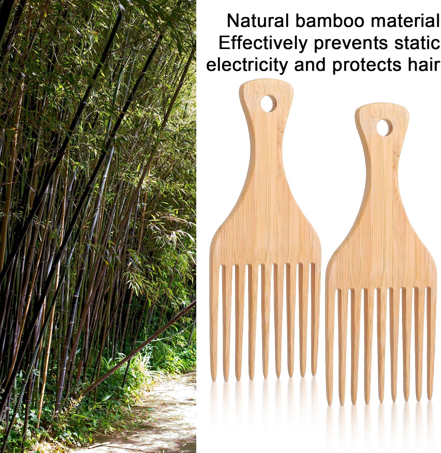 Peignes afro en bambou naturel : le duo idéal pour sublimer vos cheveux bouclés – Image 3