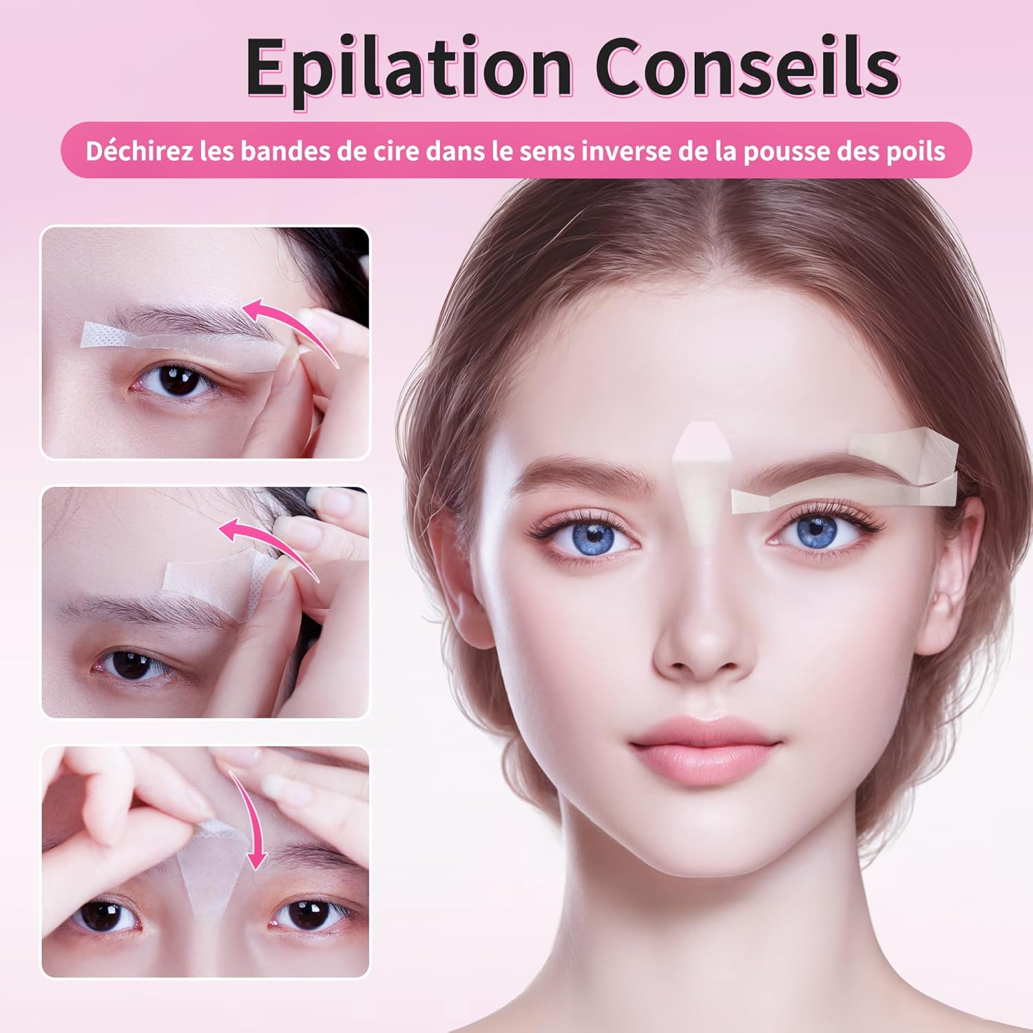 Bandes de cire froide dépilatoire pour sourcils et lèvre : épilation douce et efficace pour peaux sensibles – Image 8