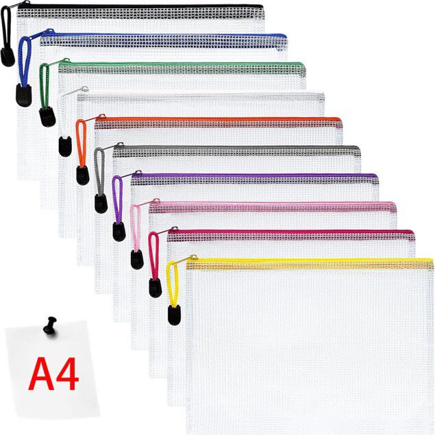 Pochette en PVC zip : 10 sacs de rangement A4 pour les professionnels et les voyageurs  Organisez vos documents, produits de beauté et accessoires avec style grâce à ces 10 couleurs éclatantes
