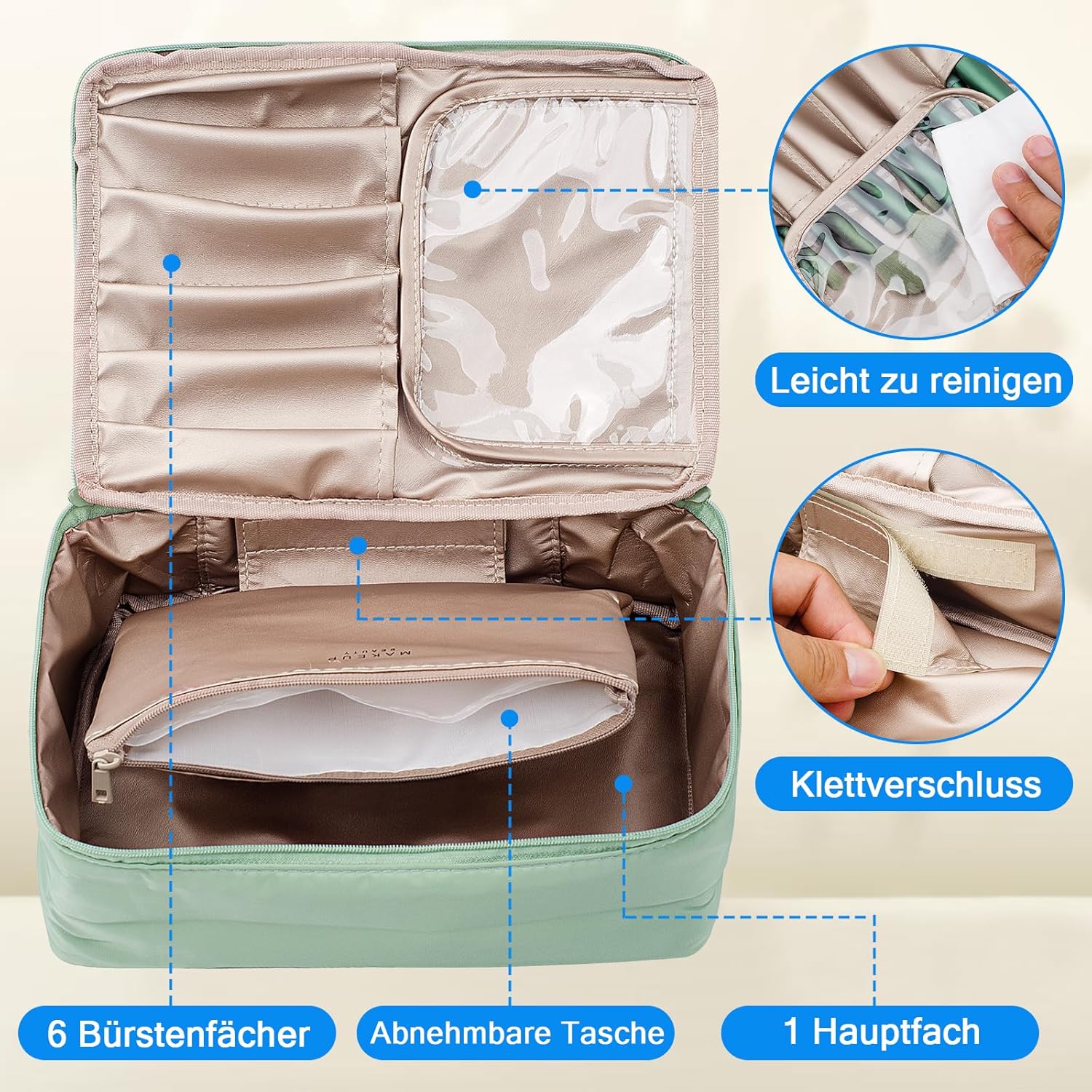 Grande trousse de maquillage pour femmes : élégance et praticité en voyage – Image 3