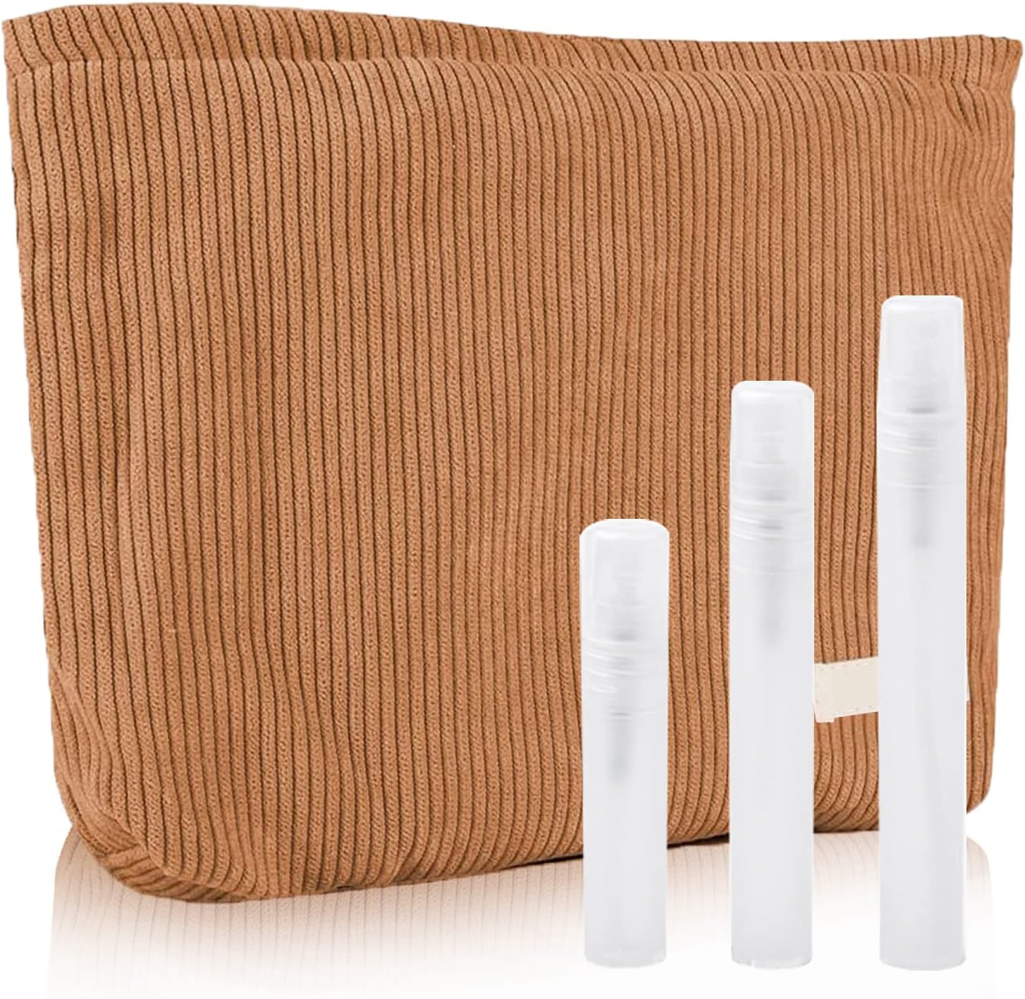 Trousse de toilette voyage : élégance et praticité pour les globetrotteurs Découvrez notre trousse de maquillage en velours côtelé avec 3 flacons de voyage, idéale pour vos escapades, le gym, ou les affaires
