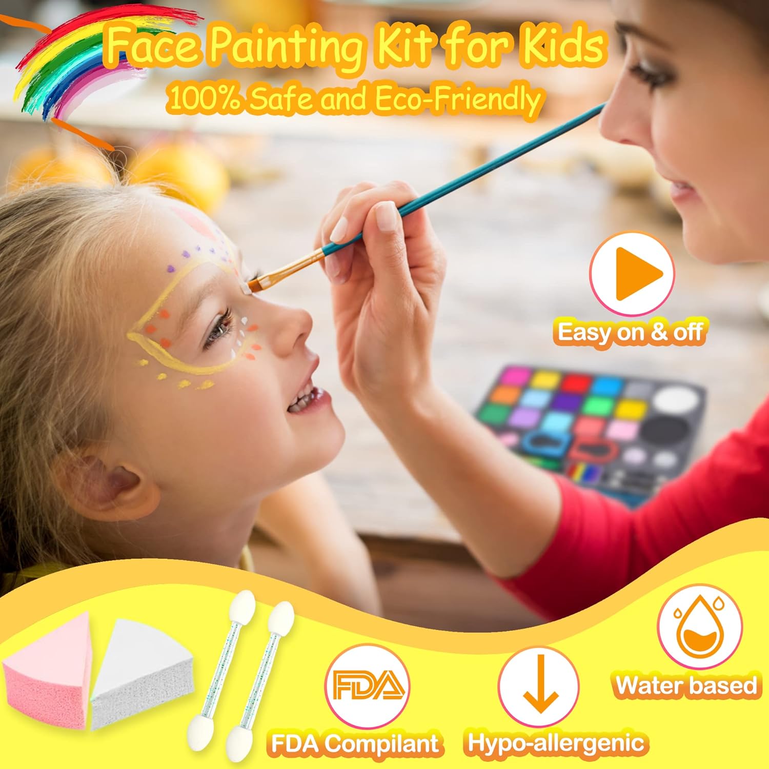 Palette de maquillage enfants : kit de peinture pour le visage et le corps, idéal pour Noël, Halloween et carnaval – Image 2