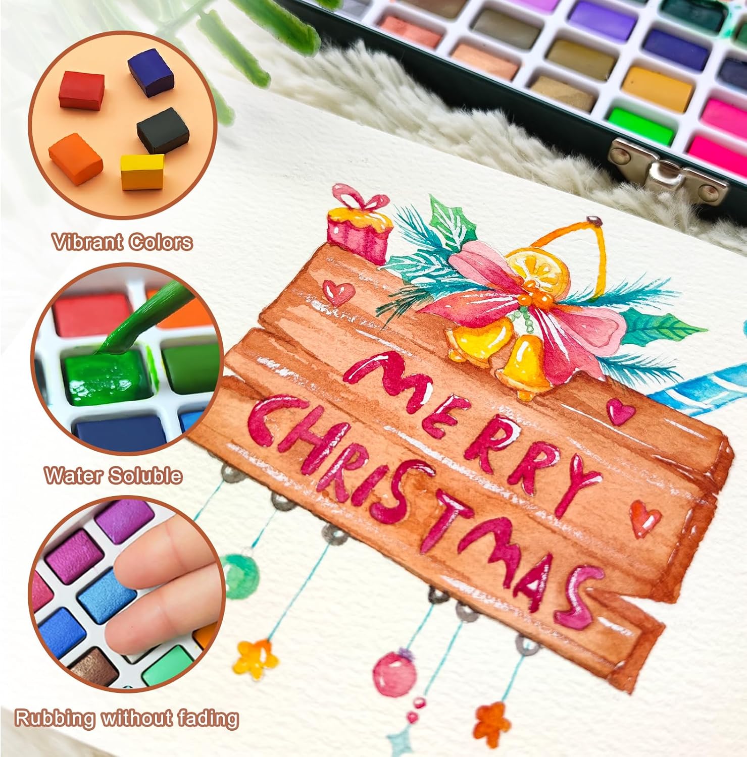 Aquarelle : set de 50 couleurs portables pour artistes en herbe, avec accessoires de qualité – Image 5