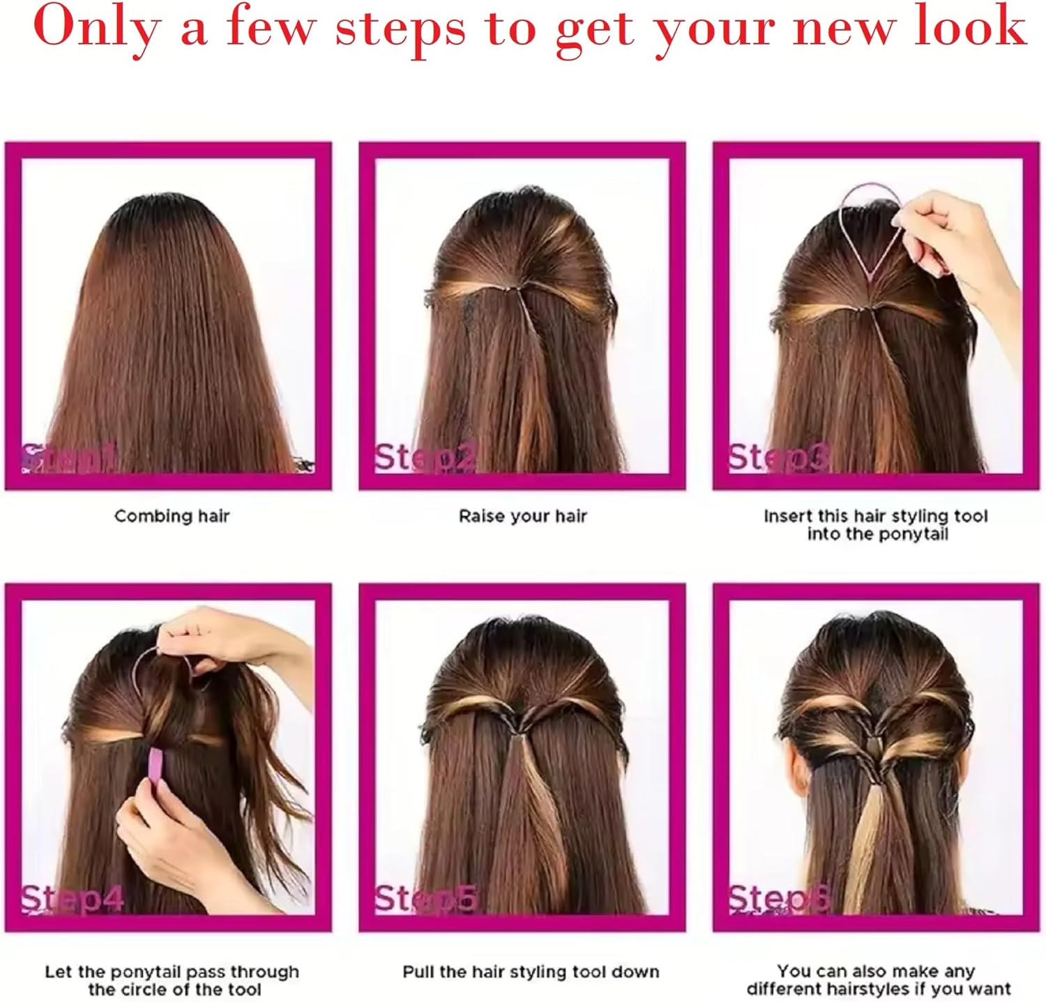 Outil de coiffure Topsy Tail : 4 pcs pour créer des chignons et tresses élégantes en un clin d'œil – Image 6