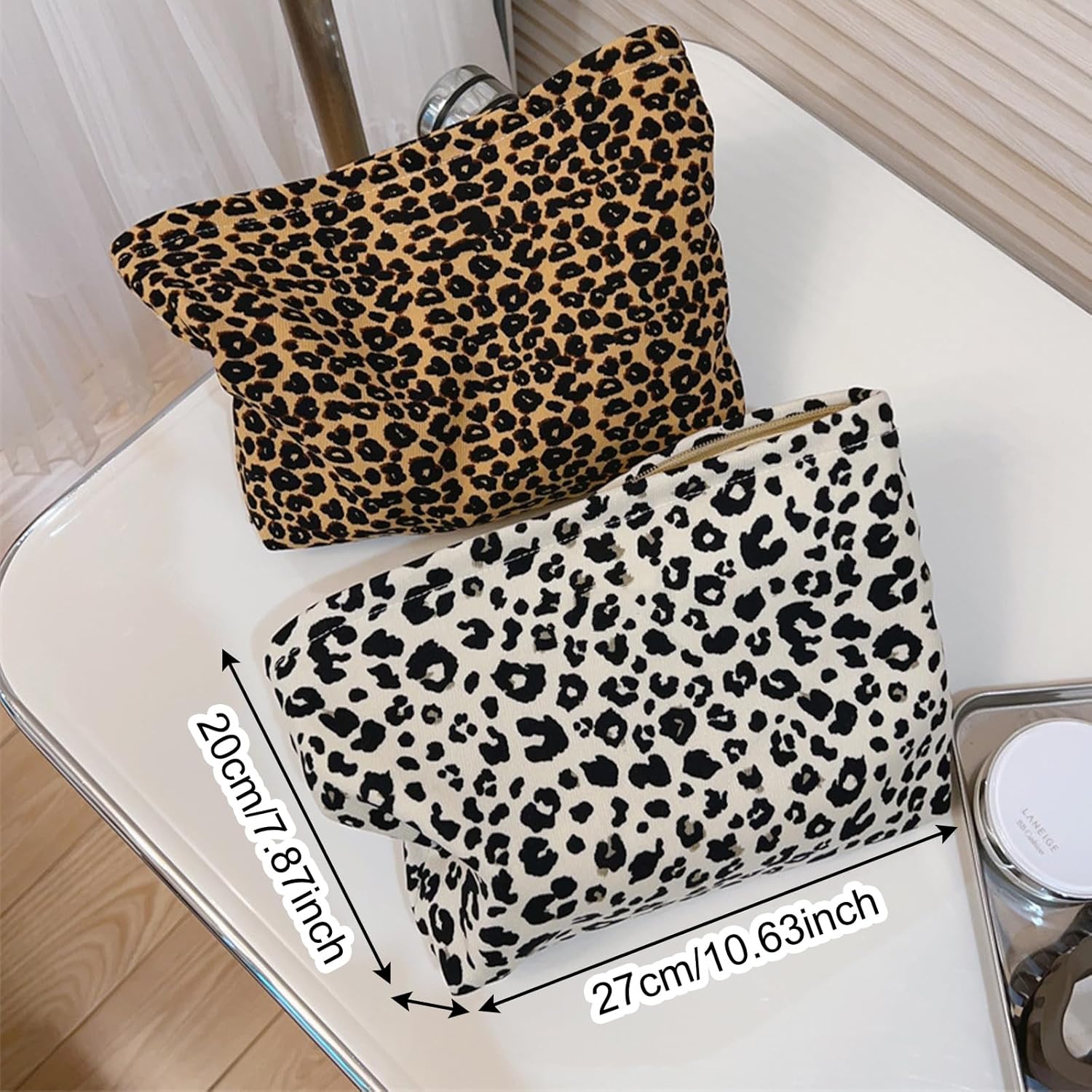 Trousse de maquillage élégante : pour femmes et filles, grande capacité et style imprimé léopard – Image 4