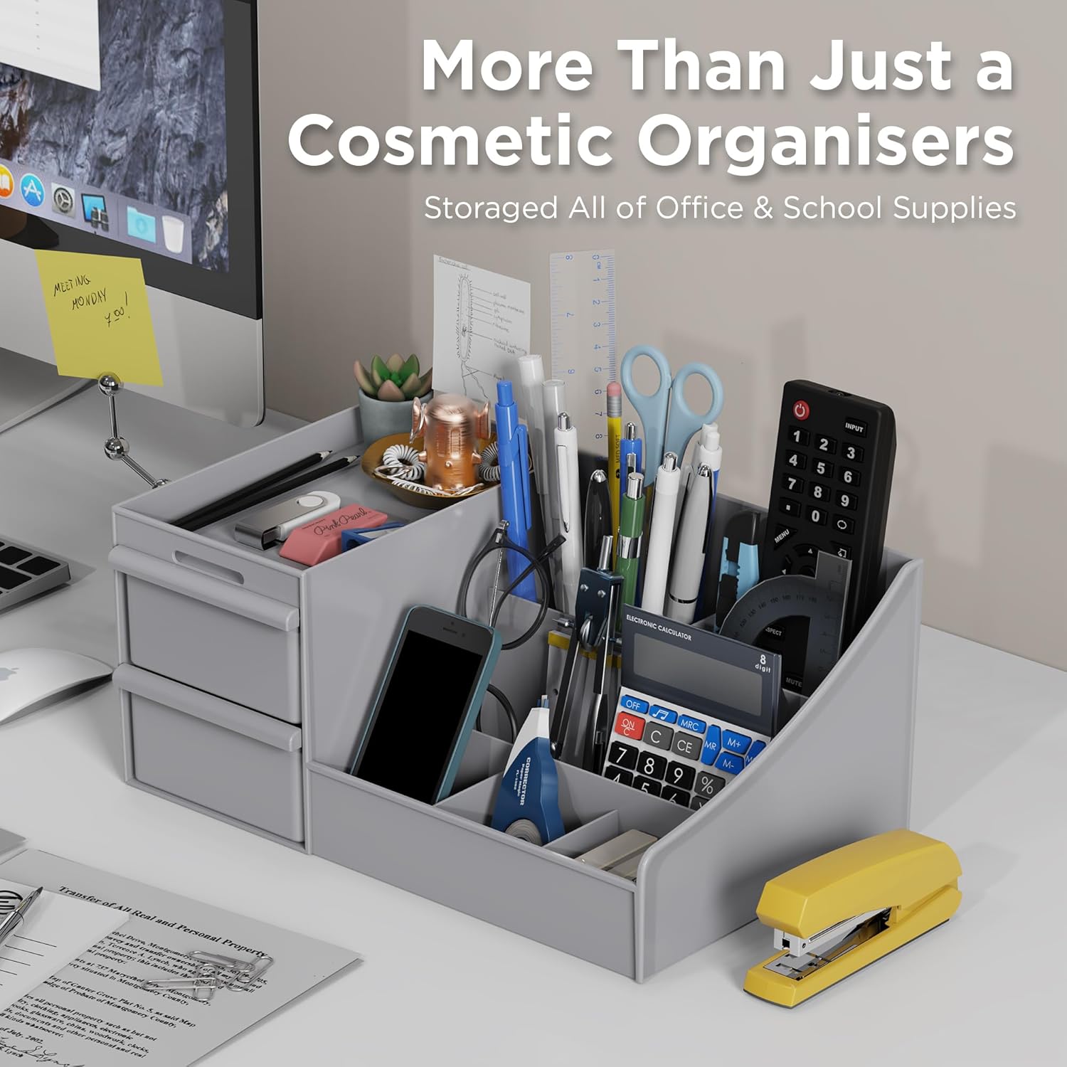 Organisateur de maquillage élégant : rangement idéal pour dresser et salle de bain Grande capacité avec 2 tiroirs pour un rangement efficace de vos produits de beauté – Image 5