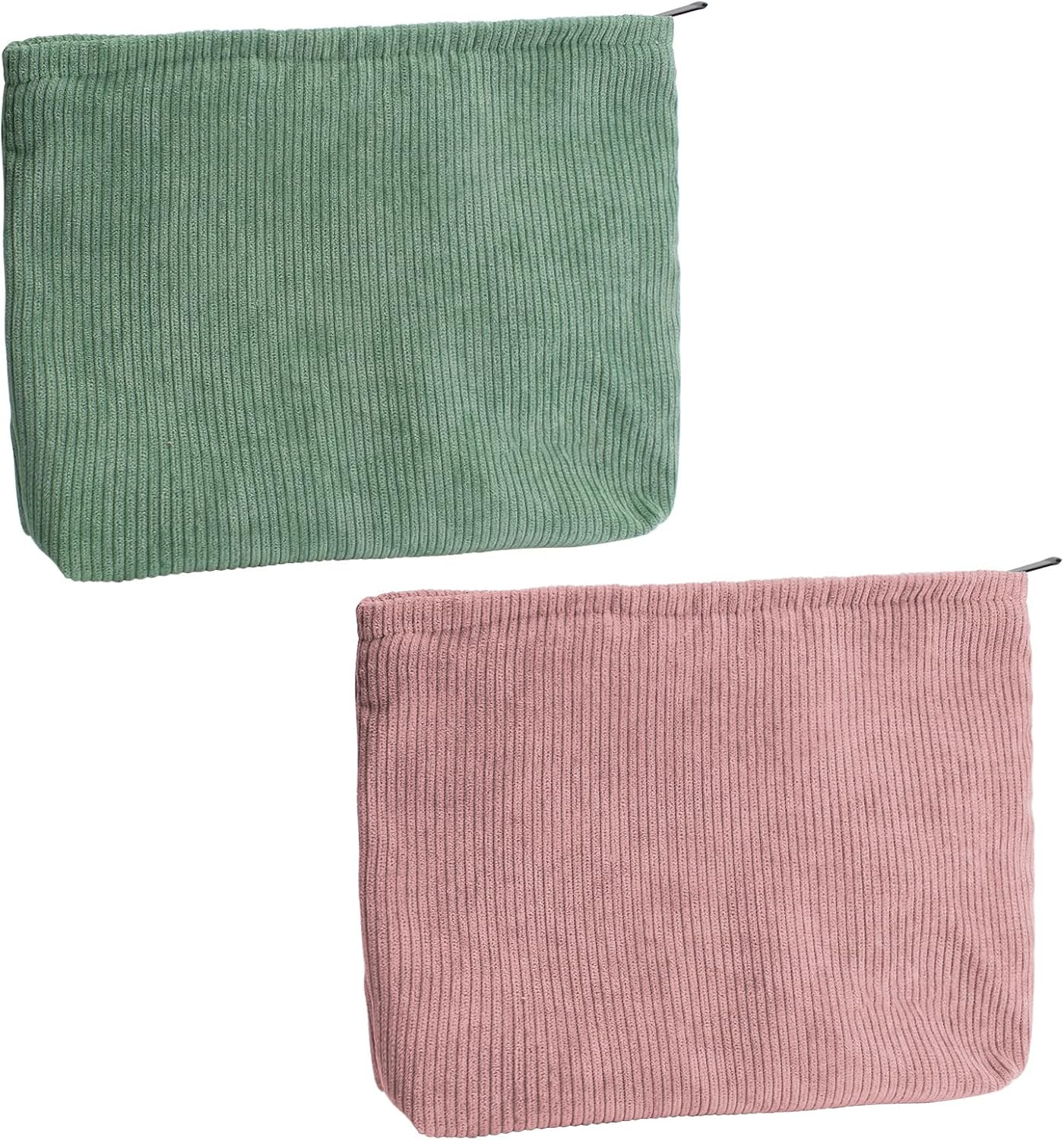 Trousse de toilette voyage : élégante pochette de maquillage en velours côtelé pour femmes et filles Profitez d'un rangement pratique et stylé en vert et rose
