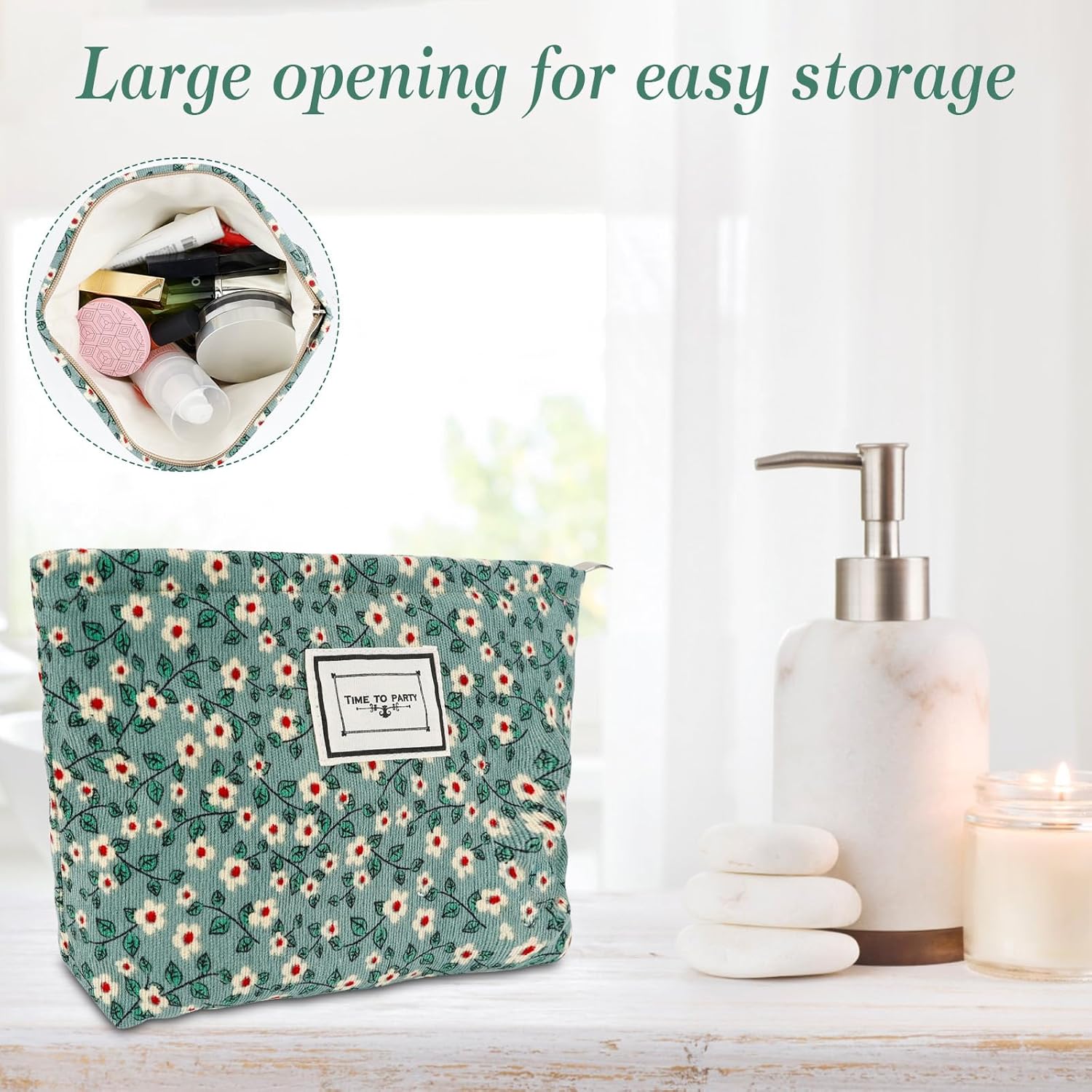 Trousse de toilette voyage : 2 pièces en velours côtelé pour femmes, élégance et praticité au quotidien – Image 4