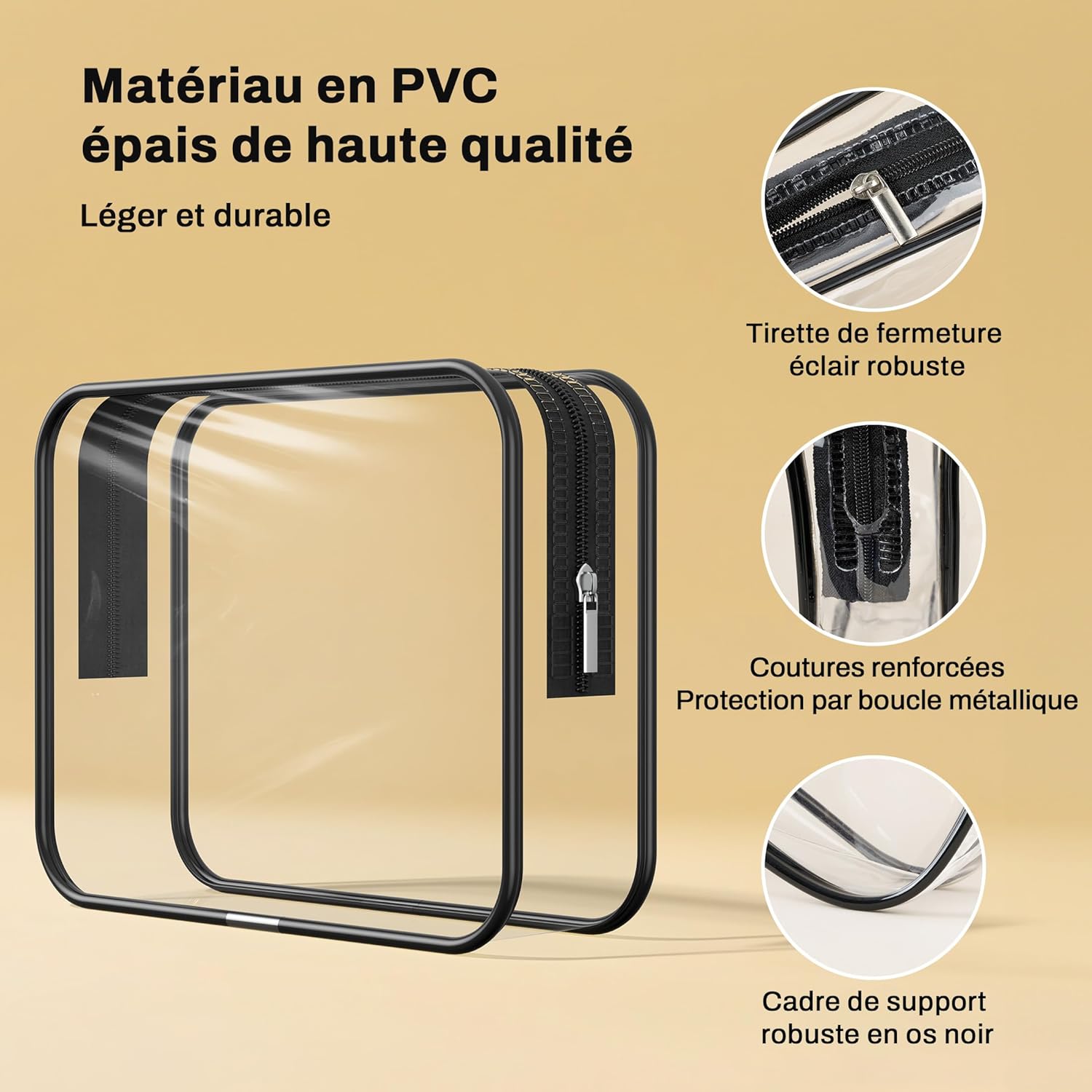 Trousse de toilette transparente 3PCS : le kit de voyage idéal pour femmes et hommes en avion – Image 2