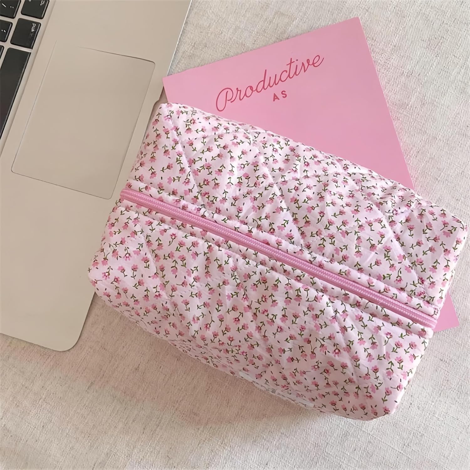Trousse de maquillage matelassée : grande capacité et style floral pour femmes et filles en voyage – Image 5