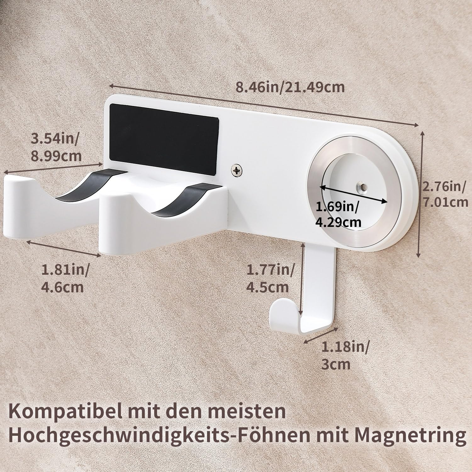 Support pour sèche-cheveux sans perçage : pratique et élégant pour votre salle de bain ou chambre à coucher – Image 3