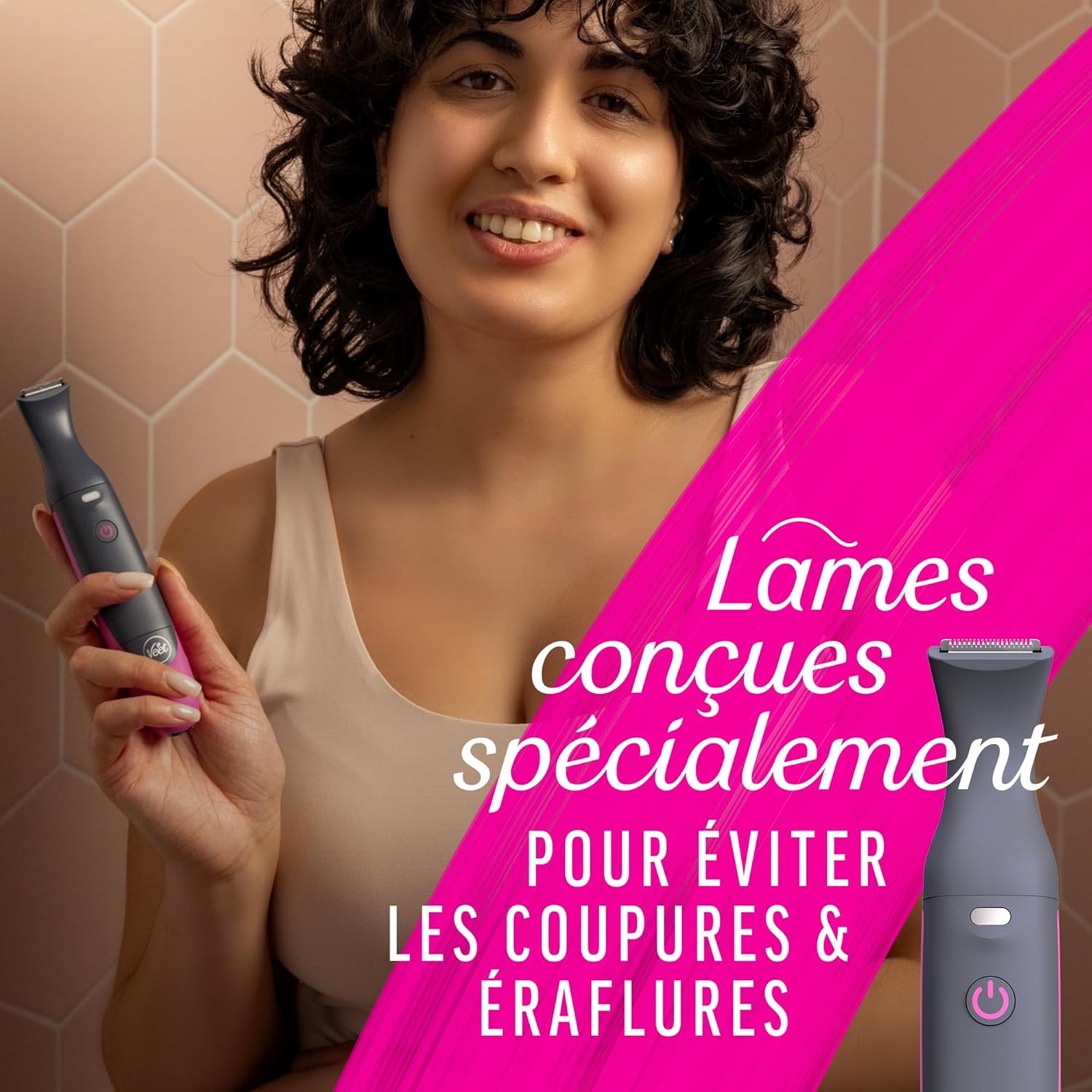 Veet Expert : tondeuse tout-en-un pour femmes, idéale pour le maillot, le visage et les sourcils Rasoir électrique multi-usage 100 % étanche avec chargeur USB pour un épilage précis et rapide – Image 3
