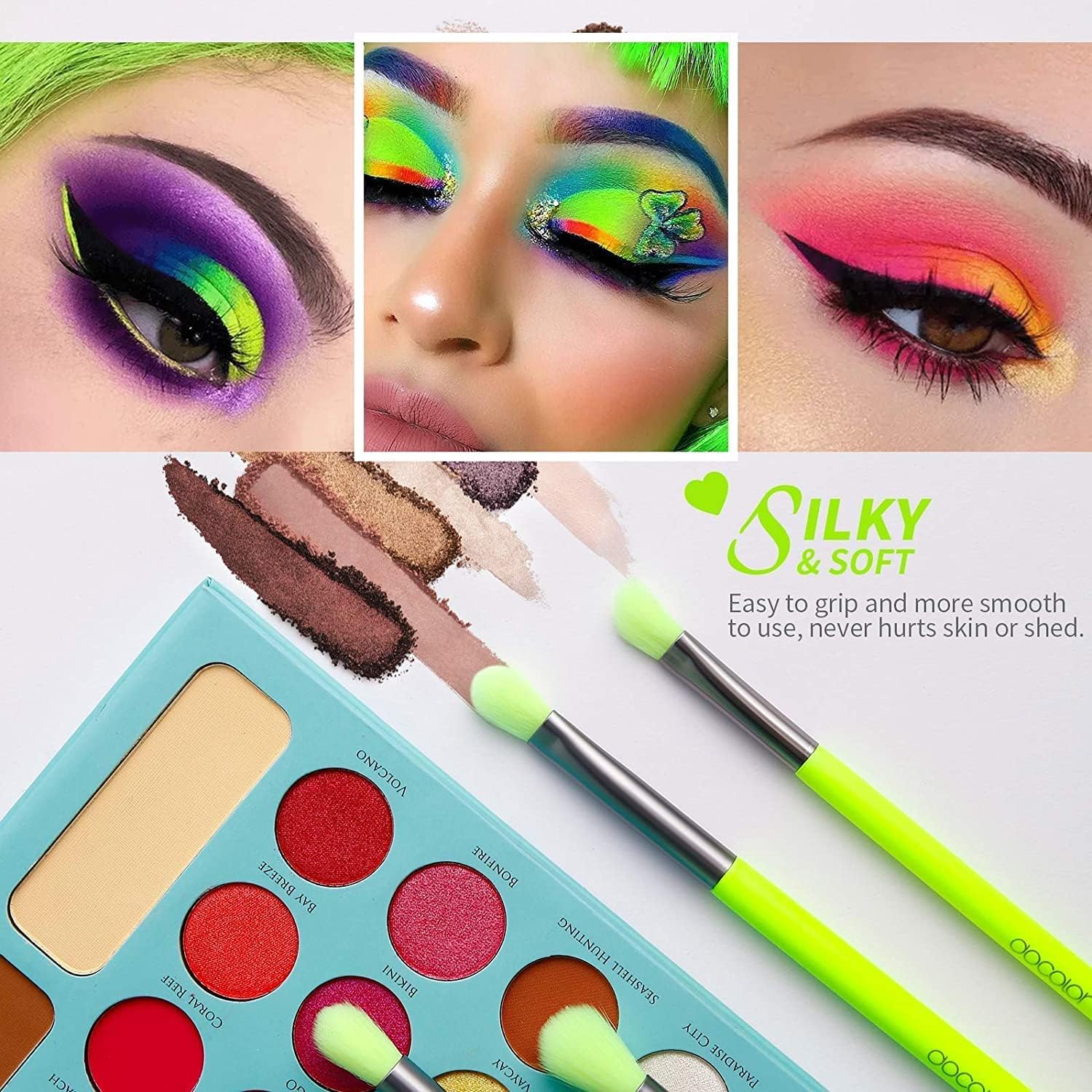 Pinceaux de maquillage yeux professionnels : le lot de 15 pinceaux néon pour un make-up éclatant et précis – Image 6