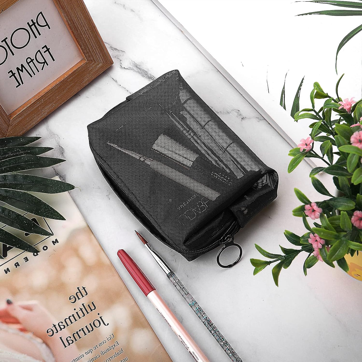 Pochette à fermeture éclair : 3 pièces de sacs cosmétiques en mesh pour femmes, idéale pour organiser vos essentiels de beauté en voyage – Image 6