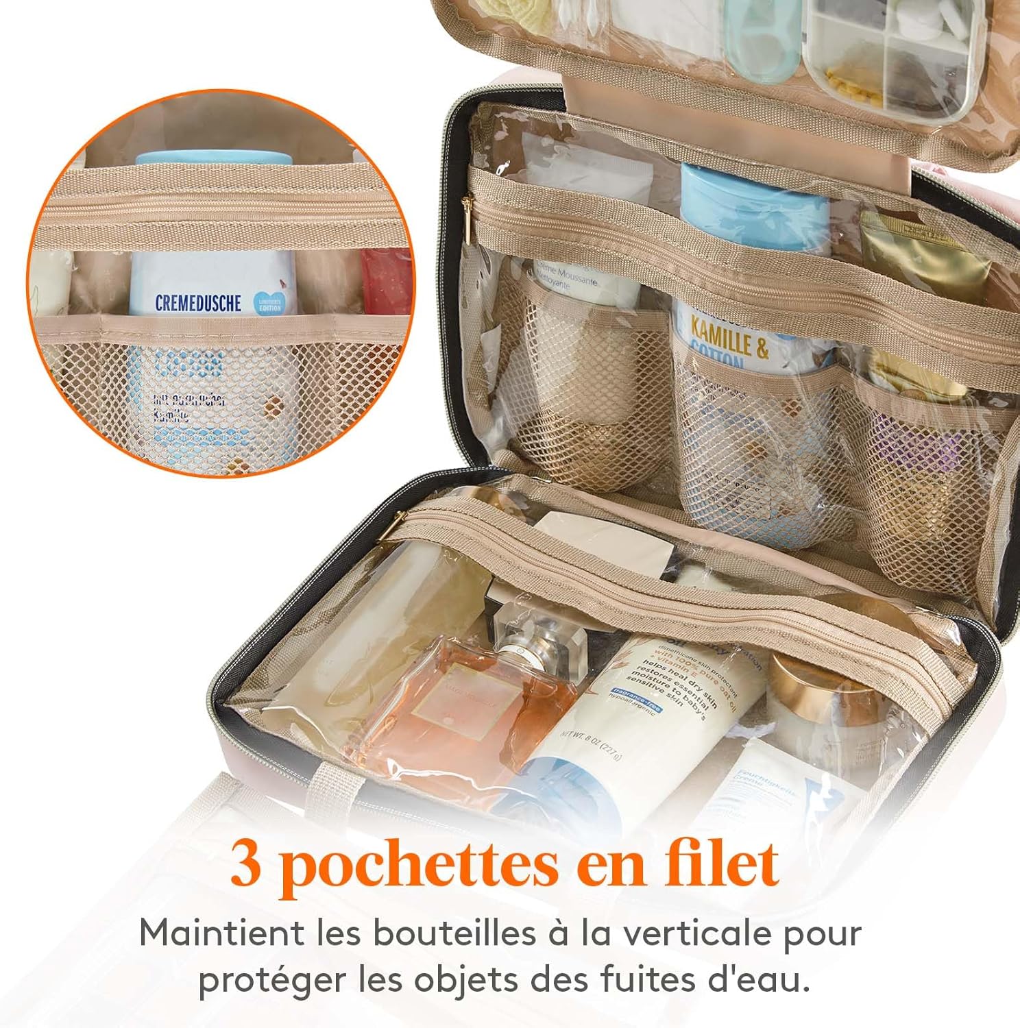 Trousse de toilette de voyage : grande trousse de maquillage suspendue pour femmes, idéale pour organiser vos cosmétiques en toute élégance – Image 6
