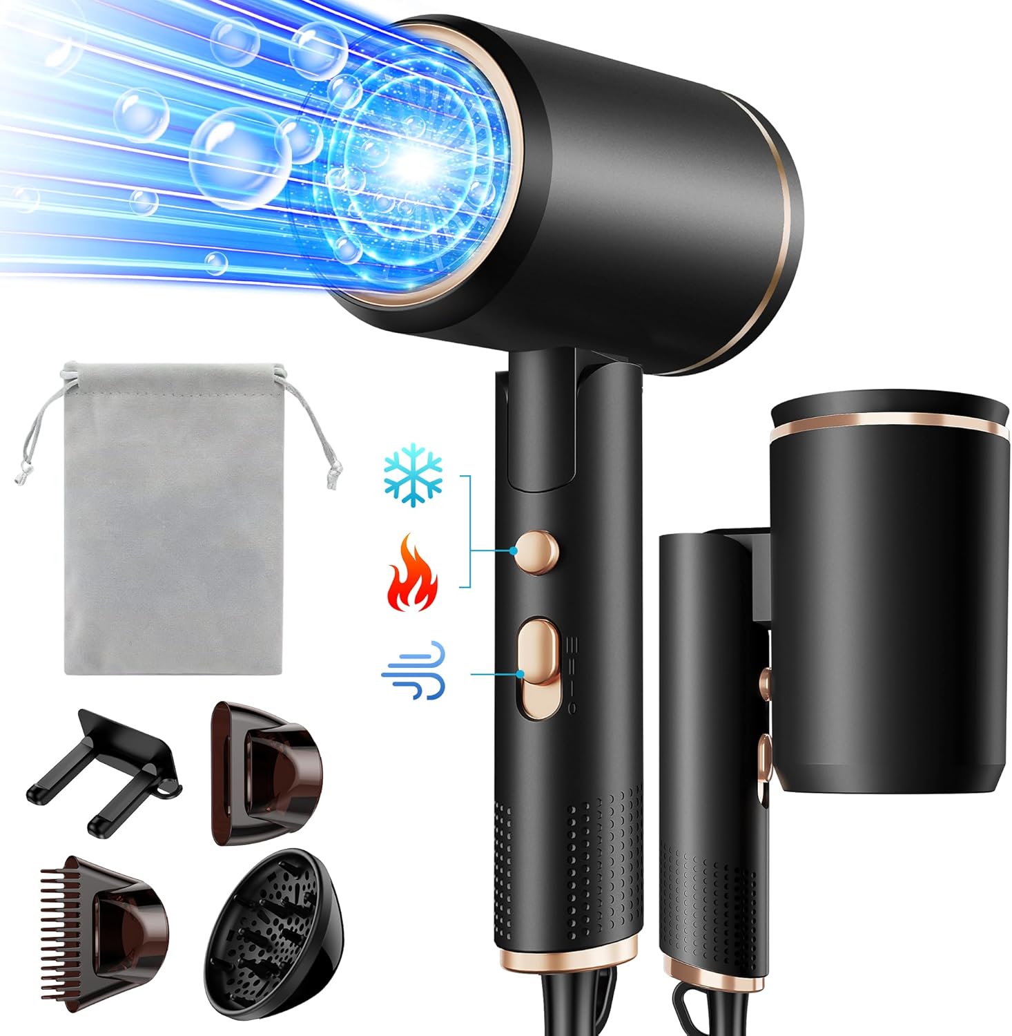 Sèche-cheveux ionique pliable 2400W : l'allié parfait pour la famille, les voyages et les salons de coiffure
