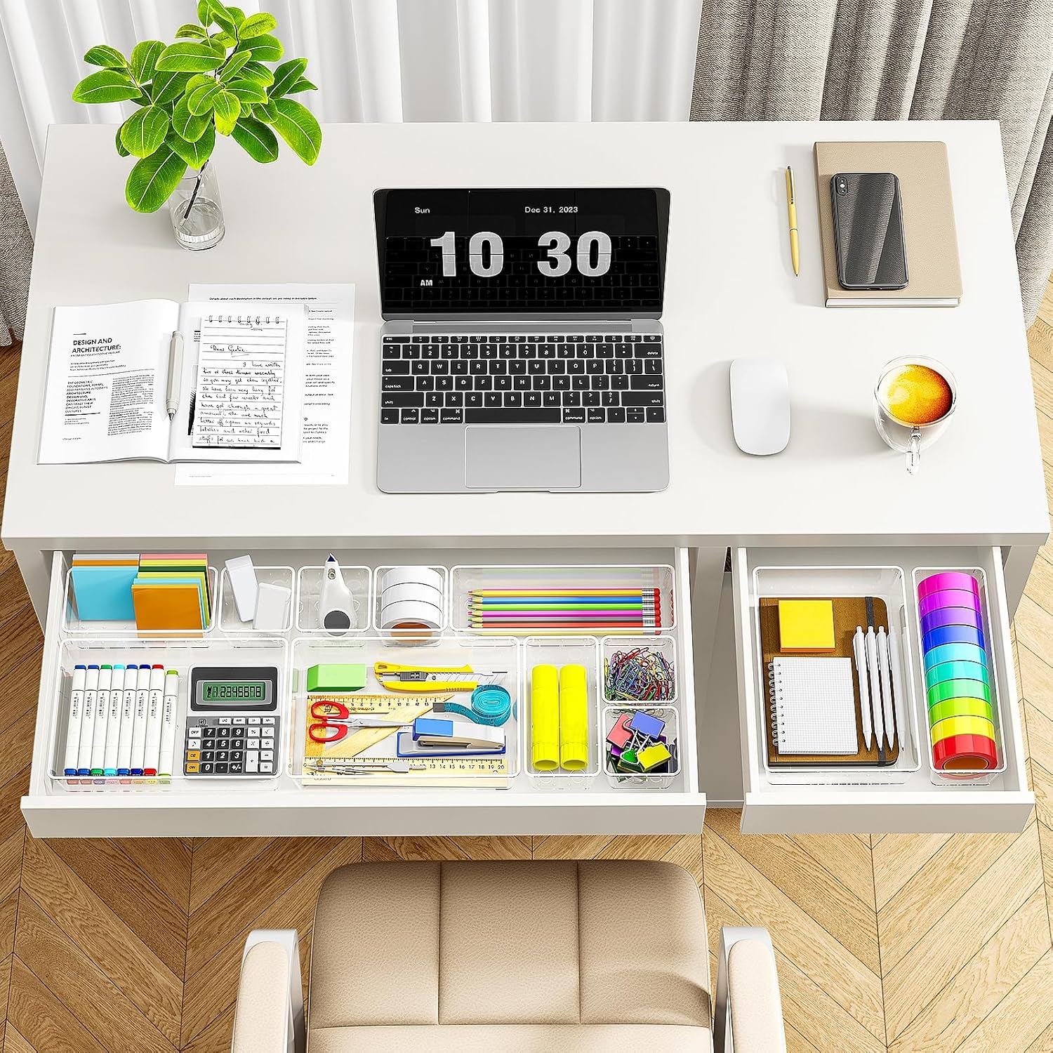 Organisateurs de tiroir : le lot de 25 bacs en plastique transparent pour un rangement optimal de salle de bain, coiffeuse, cuisine et bureau – Image 3