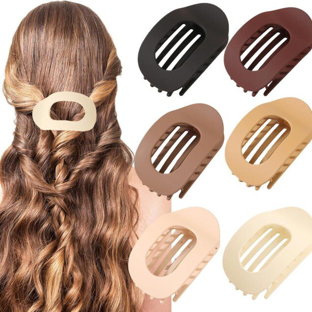 Pinces à cheveux plates : lot de 6 pinces ergonomiques pour femmes aux cheveux épais, fins ou bouclés   Profitez d'une tenue solide et élégante grâce à leur grand bec de canard mat