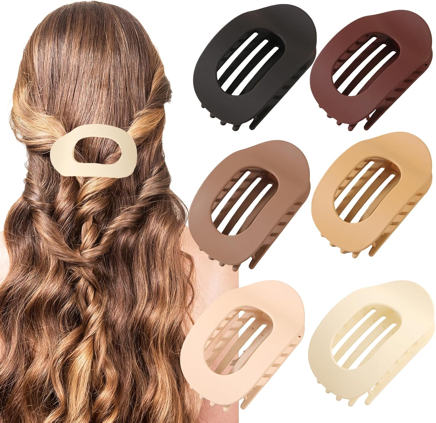 Pinces à cheveux plates : lot de 6 pinces ergonomiques pour femmes aux cheveux épais, fins ou bouclés   Profitez d'une tenue solide et élégante grâce à leur grand bec de canard mat