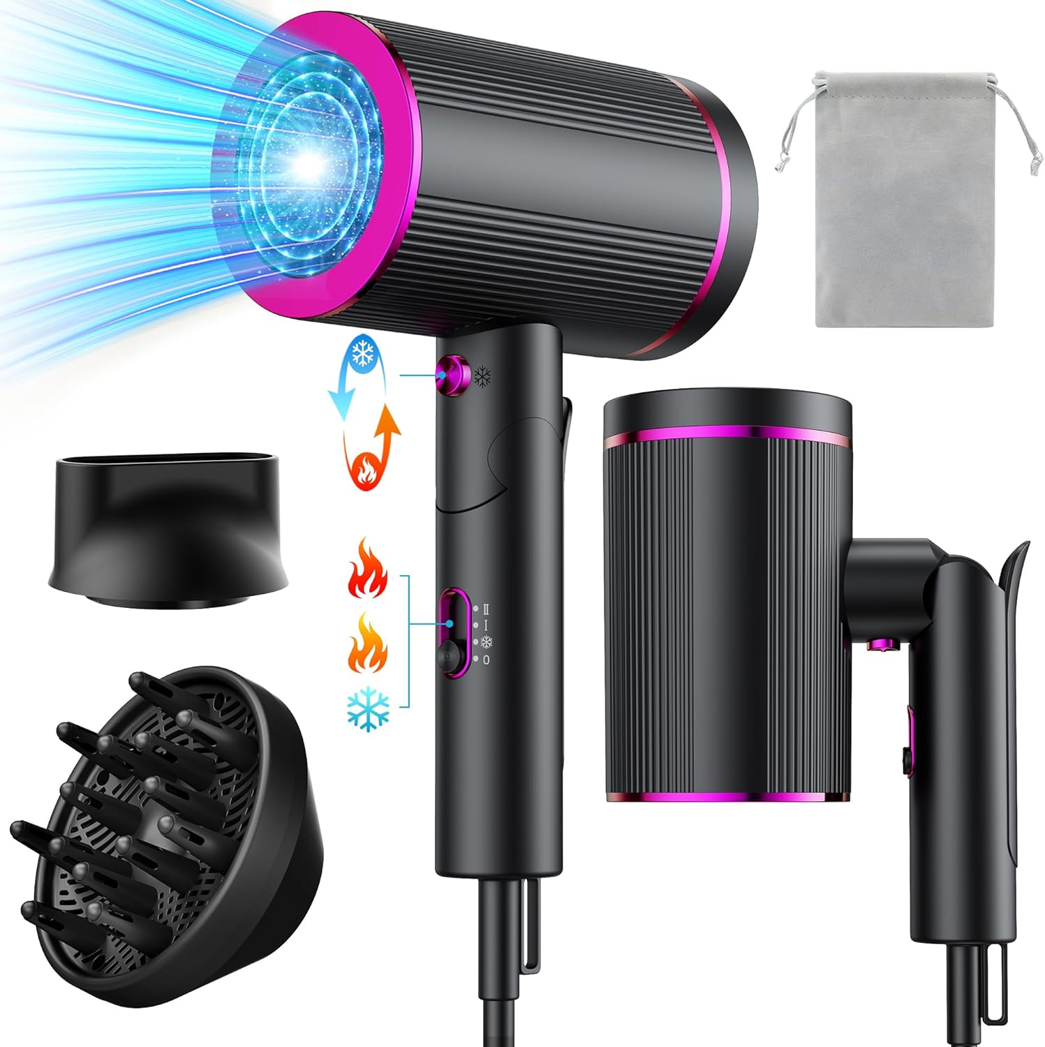 Sèche-cheveux ionique pliable 2400W : l'allié idéal pour un coiffage parfait en voyage
Compact, silencieux et efficace, il offre 2 niveaux de chaleur et 3 vitesses pour sublimer vos boucles