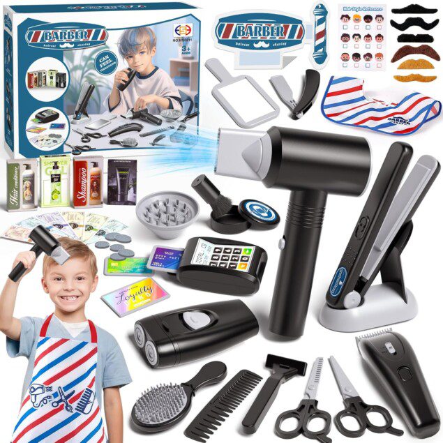 Kit de coiffure pour enfants : un jouet salon complet avec sèche-cheveux, rasoir et lisseur pour des heures de créativité