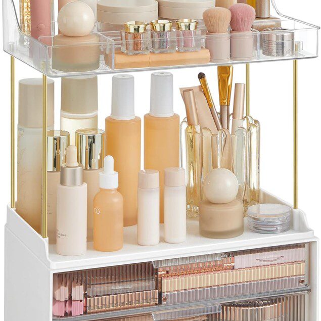 Organisateur de maquillage à 4 niveaux : rangement optimal pour votre salle de bain