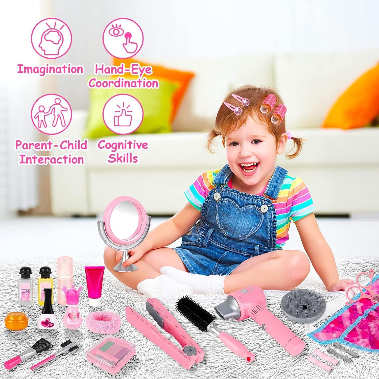 Ensemble de salon de beauté pour filles : 35 pièces pour un jeu de simulation de coiffeur amusant et créatif – Image 2