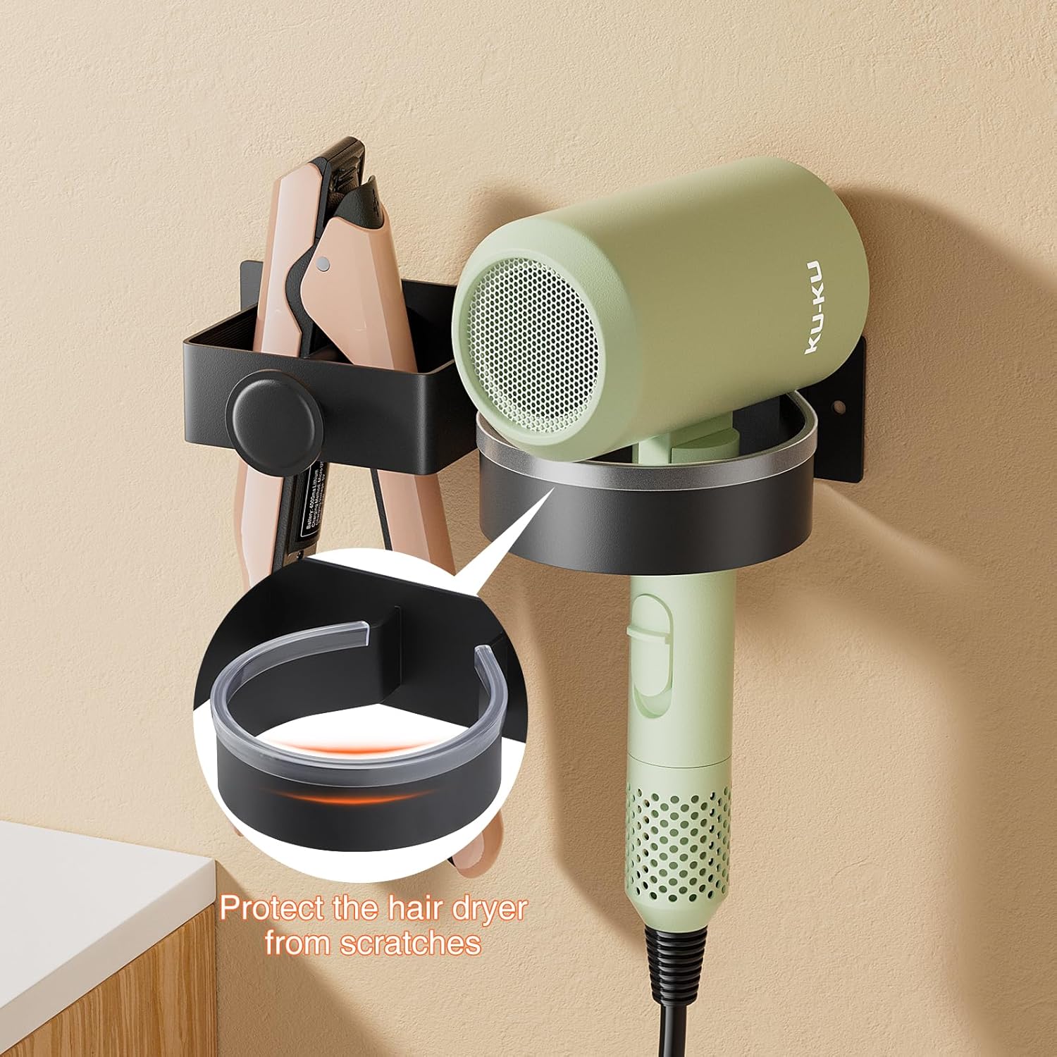 Support de sèche-cheveux mural sans perçage : idéal pour les salons de coiffure et salles de bain modernes – Image 6