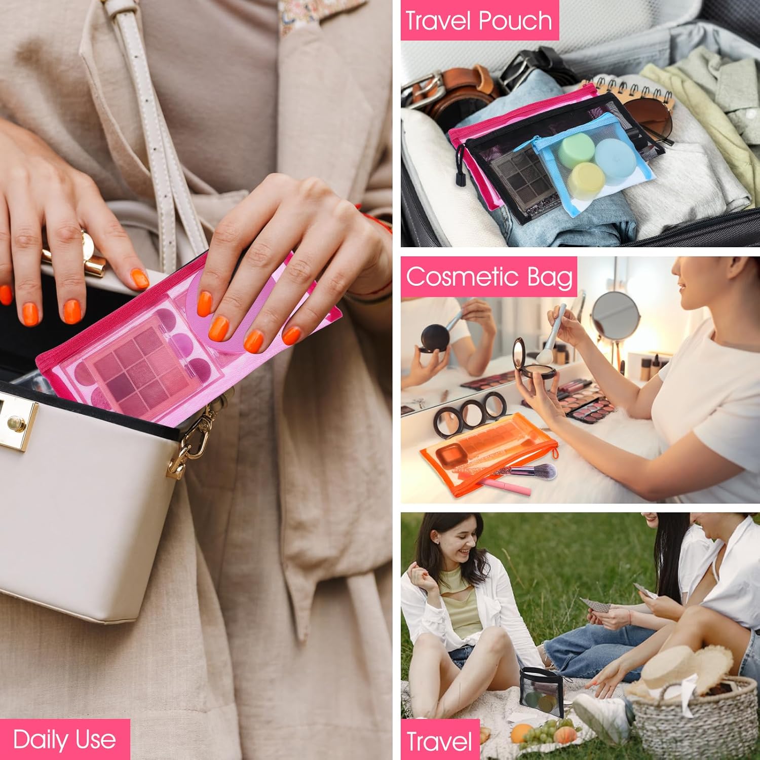 Petites trousses de maquillage : idéal pour les femmes en déplacement, rangement pratique et élégant – Image 7