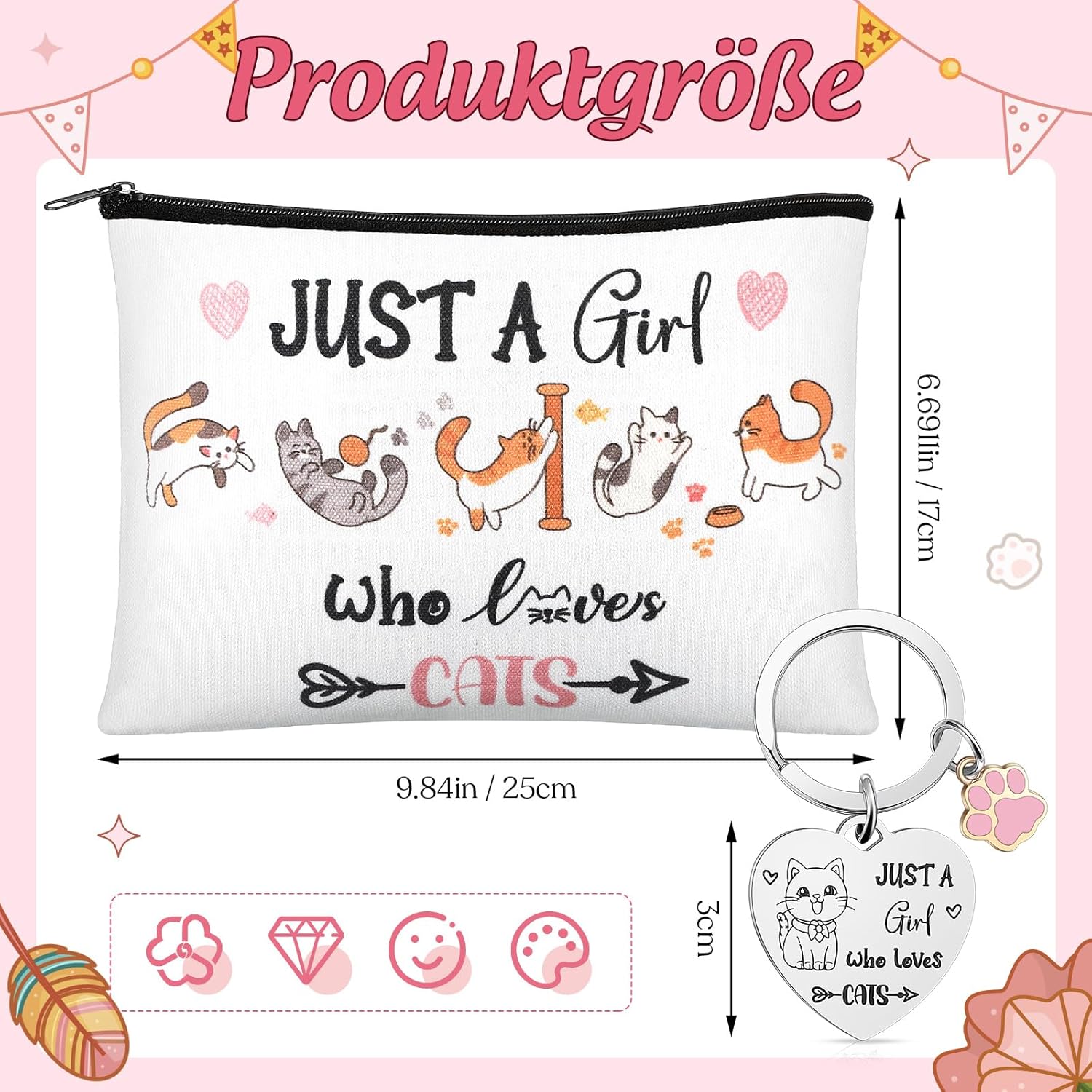 Trousse de maquillage de chat : le cadeau parfait pour les amoureuses des félins Emportez votre passion pour les chats partout avec style et humour ! – Image 3
