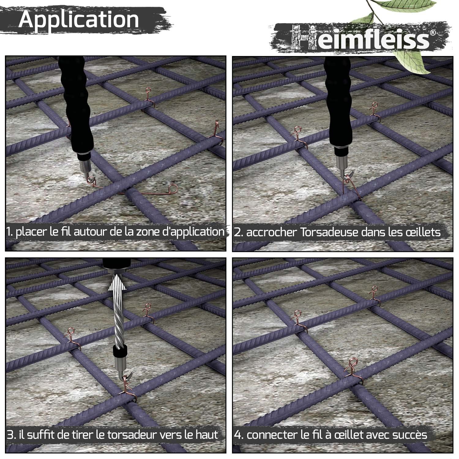 Outil pro : set de torsadeuse fil de fer pour artisans et professionnels du béton Optimisez vos travaux de ligature avec notre kit complet de 1000 liens acier à boucle – Image 6