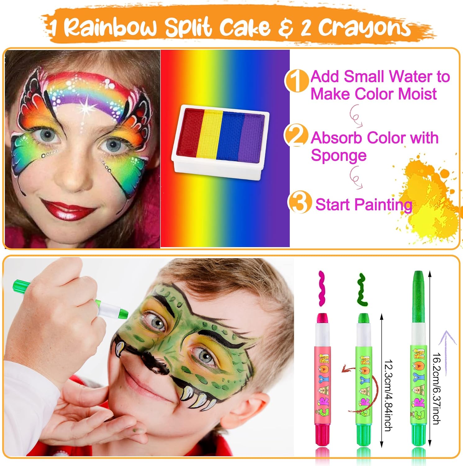 Palette de maquillage enfants : kit de peinture pour le visage et le corps, idéal pour Noël, Halloween et carnaval – Image 6