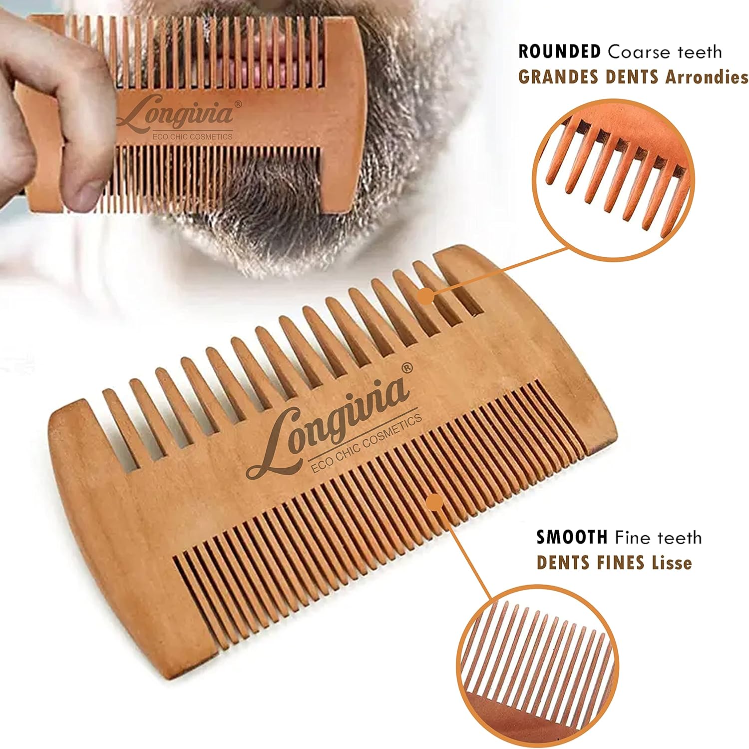 Peigne en bois pour barbe et moustache : l'outil écologique idéal pour les hommes soucieux de leur style – Image 4