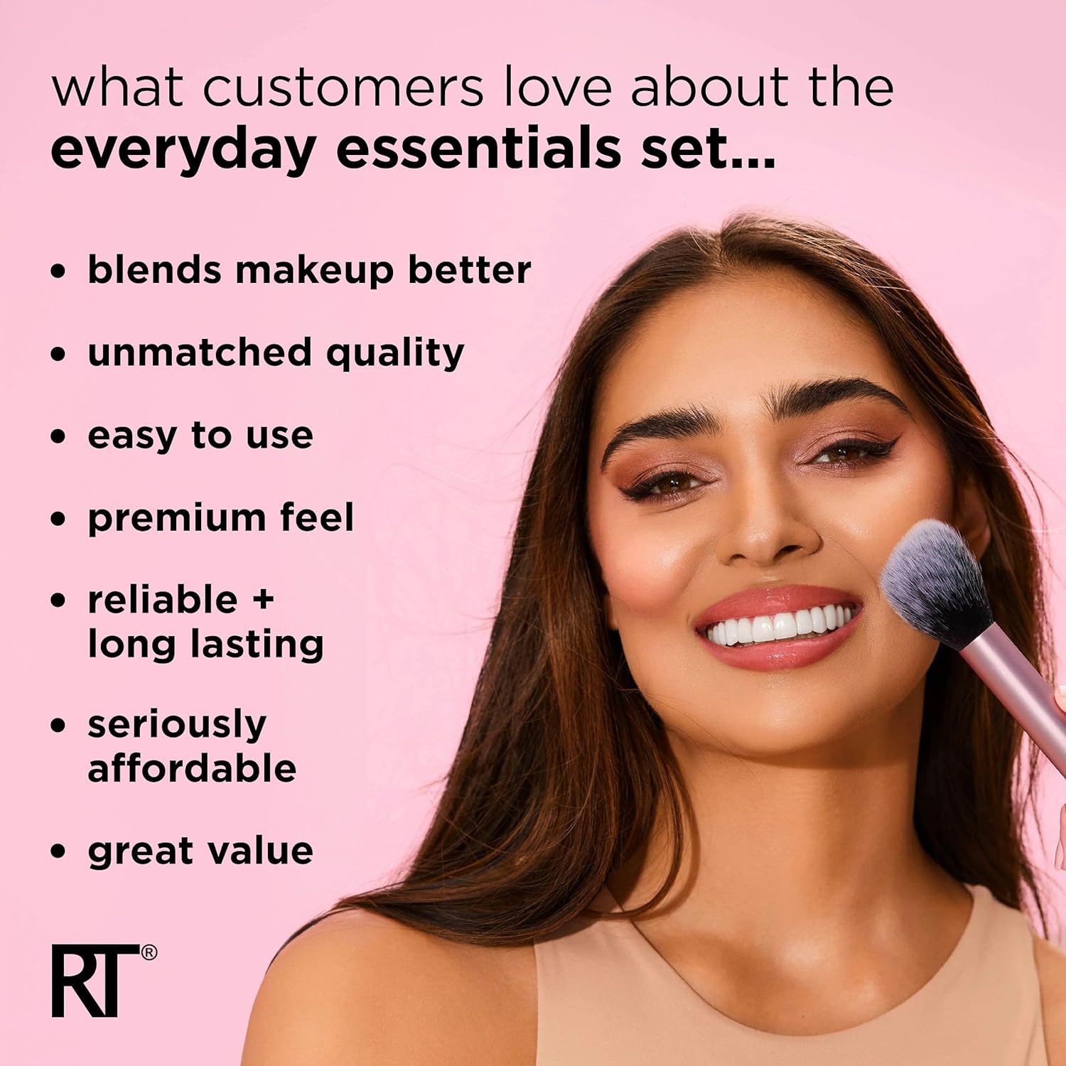 Pinceaux à maquillage et éponge Everyday Essentials : l'ensemble parfait pour les passionnées de maquillage Découvrez les 5 pièces essentielles pour un teint impeccable, sans cruauté envers les animaux – Image 5
