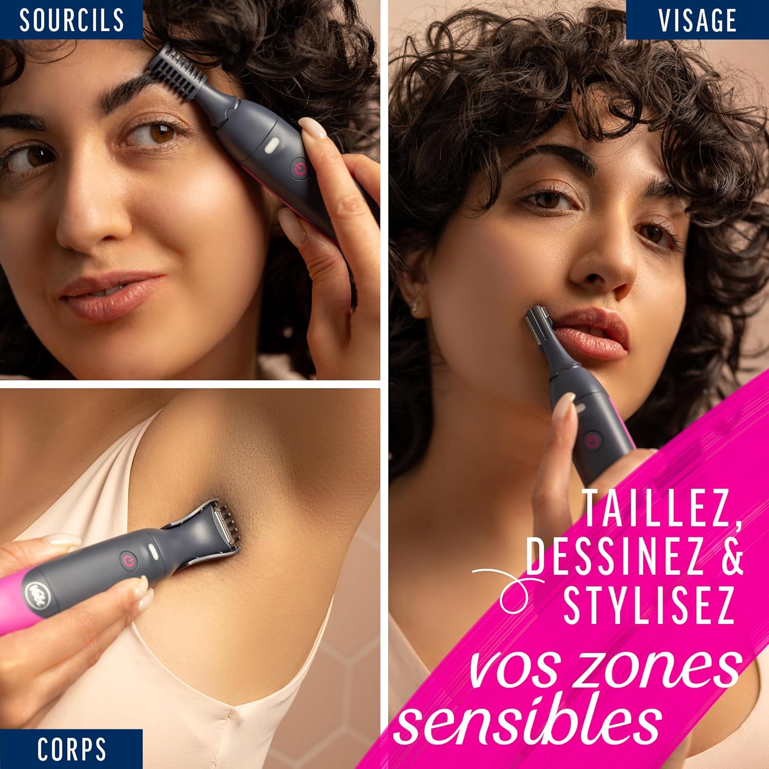 Veet Expert : tondeuse tout-en-un pour femmes, idéale pour le maillot, le visage et les sourcils Rasoir électrique multi-usage 100 % étanche avec chargeur USB pour un épilage précis et rapide – Image 7
