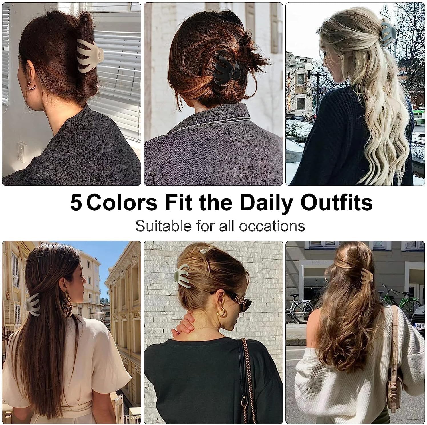 Pinces à cheveux antidérapantes : ensemble de 5 pinces idéales pour les filles aux cheveux longs, épais et bouclés – Image 6