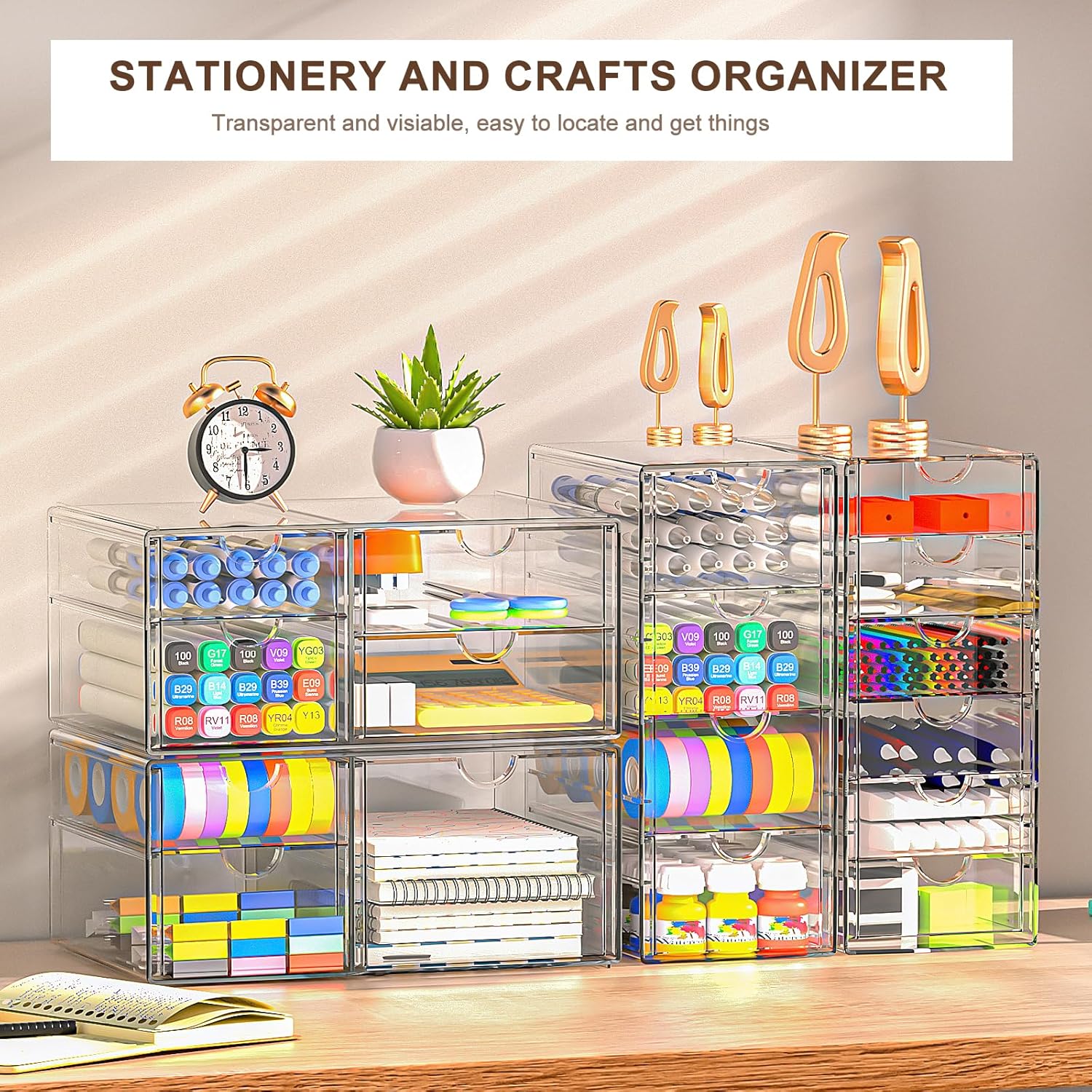 Organisateur de maquillage avec 15 tiroirs : le rangement parfait pour les passionnées de beauté et de bureau – Image 3