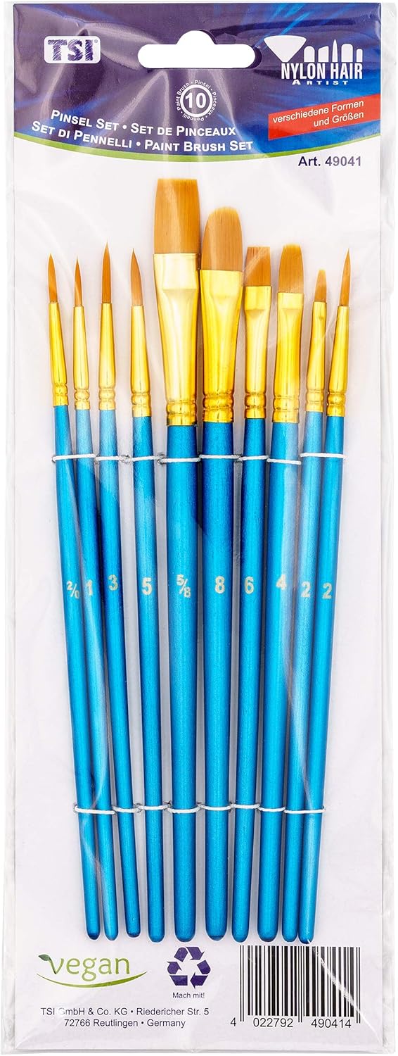 Set de pinceaux en nylon : pour les artistes passionnés, un lot de 10 pour des créations précises et élégantes – Image 3