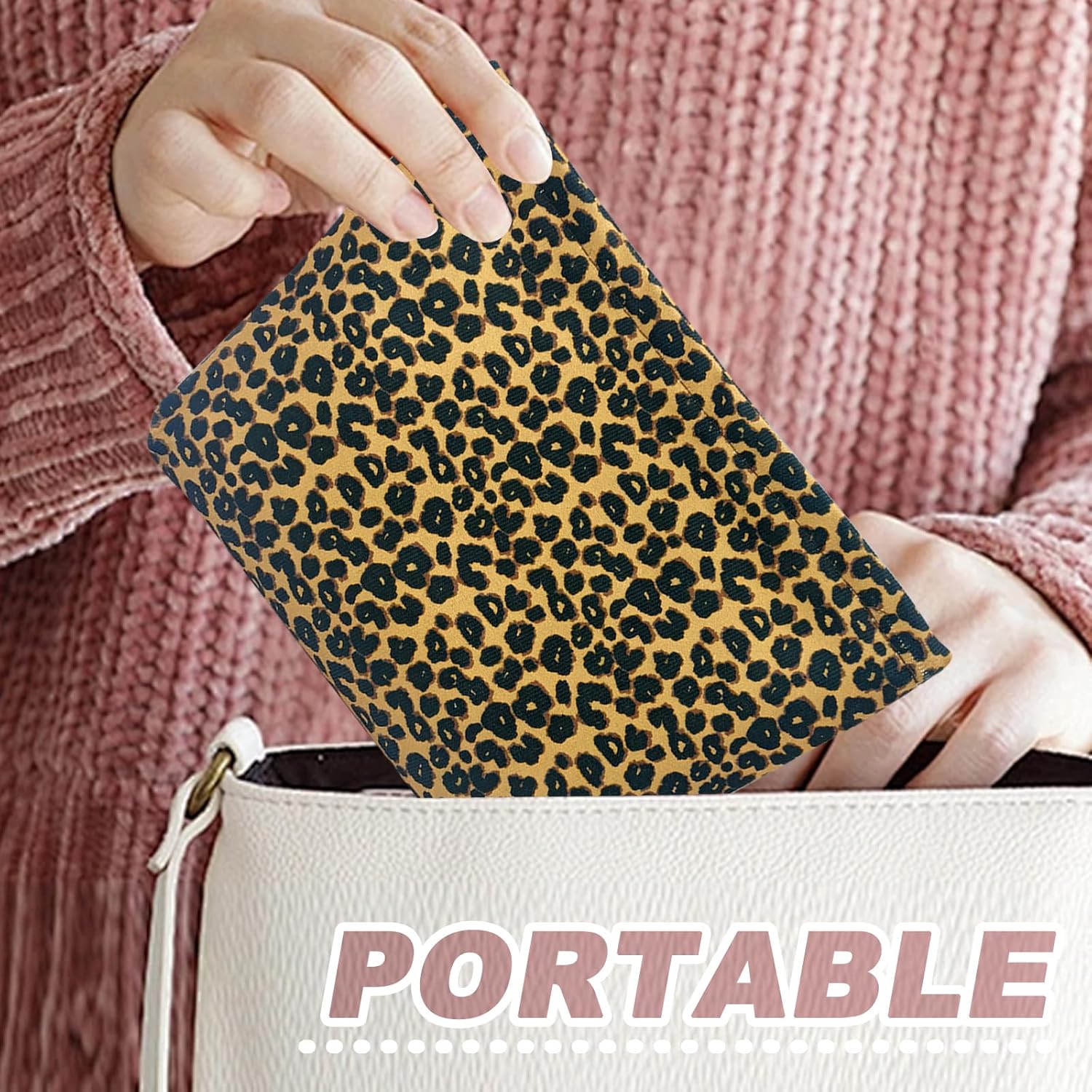 Trousse de maquillage élégante : pour femmes et filles, grande capacité et style imprimé léopard – Image 6