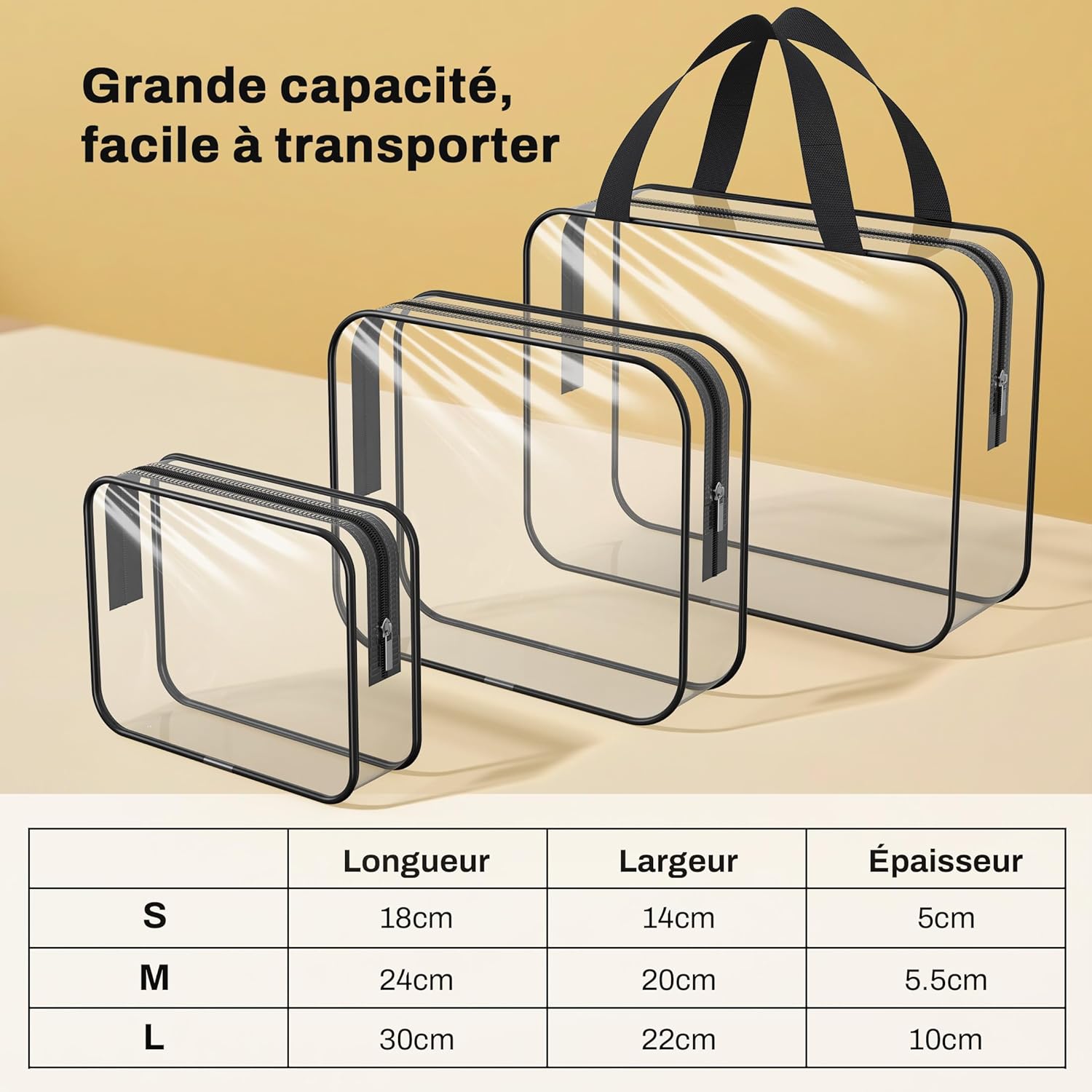 Trousse de toilette transparente 3PCS : le kit de voyage idéal pour femmes et hommes en avion – Image 4