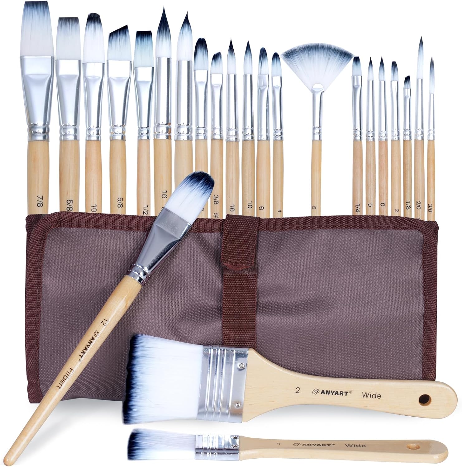 Set de pinceaux d'artiste : 24 pinceaux premium pour peinture acrylique, aquarelle et huile  Idéal pour les artistes et passionnés de bricolage, cet ensemble de pinceaux en nylon de haute qualité garantit précision et polyvalence dans toutes vos créations artistiques.